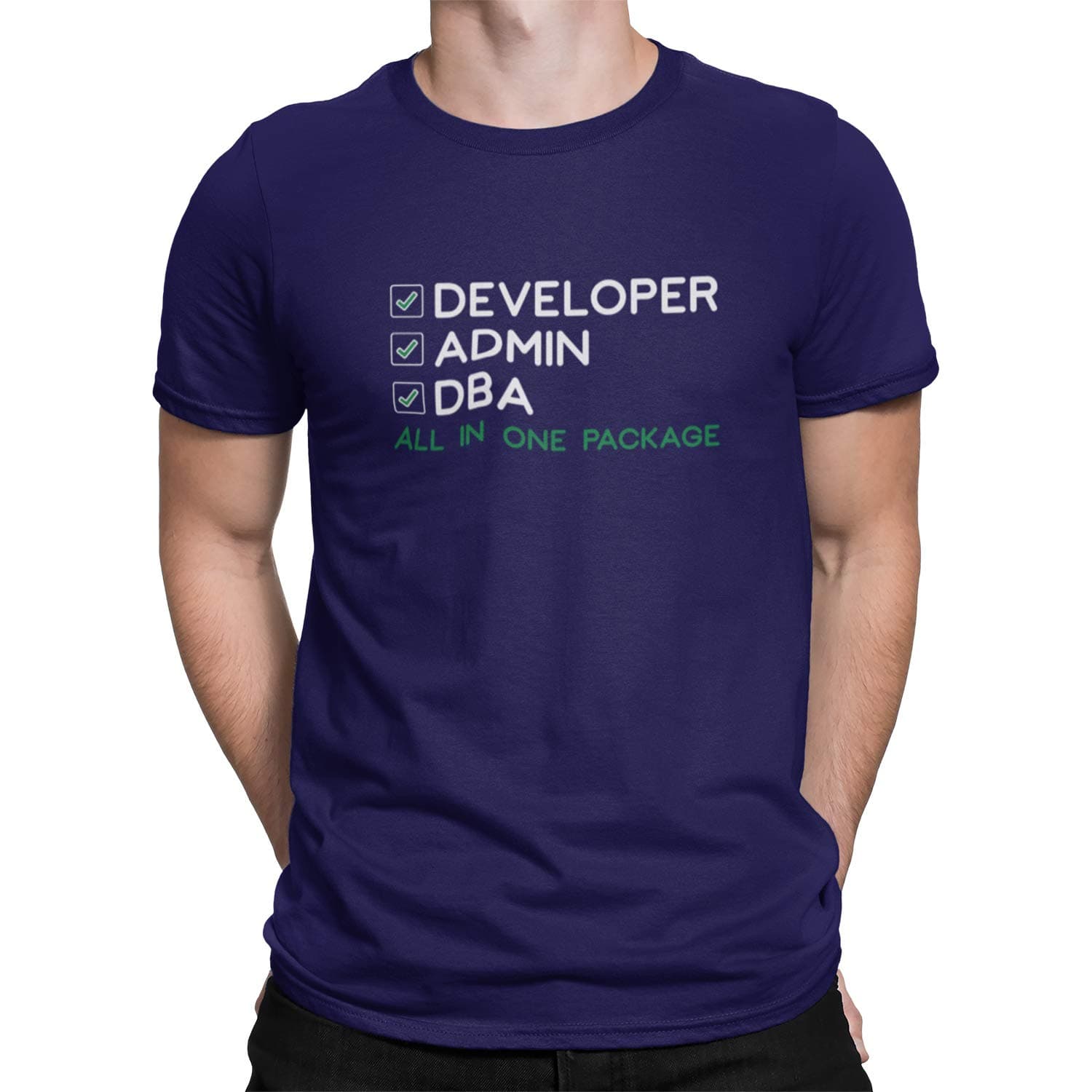 DUDEMEDeveloper Admin DBA T-Shirt, 100% Cotton T-Shirts for Programmer, Coding, Developer, Software Mens, Round Neck T Shirts for Women, Half Sleeve Tshirt for Men