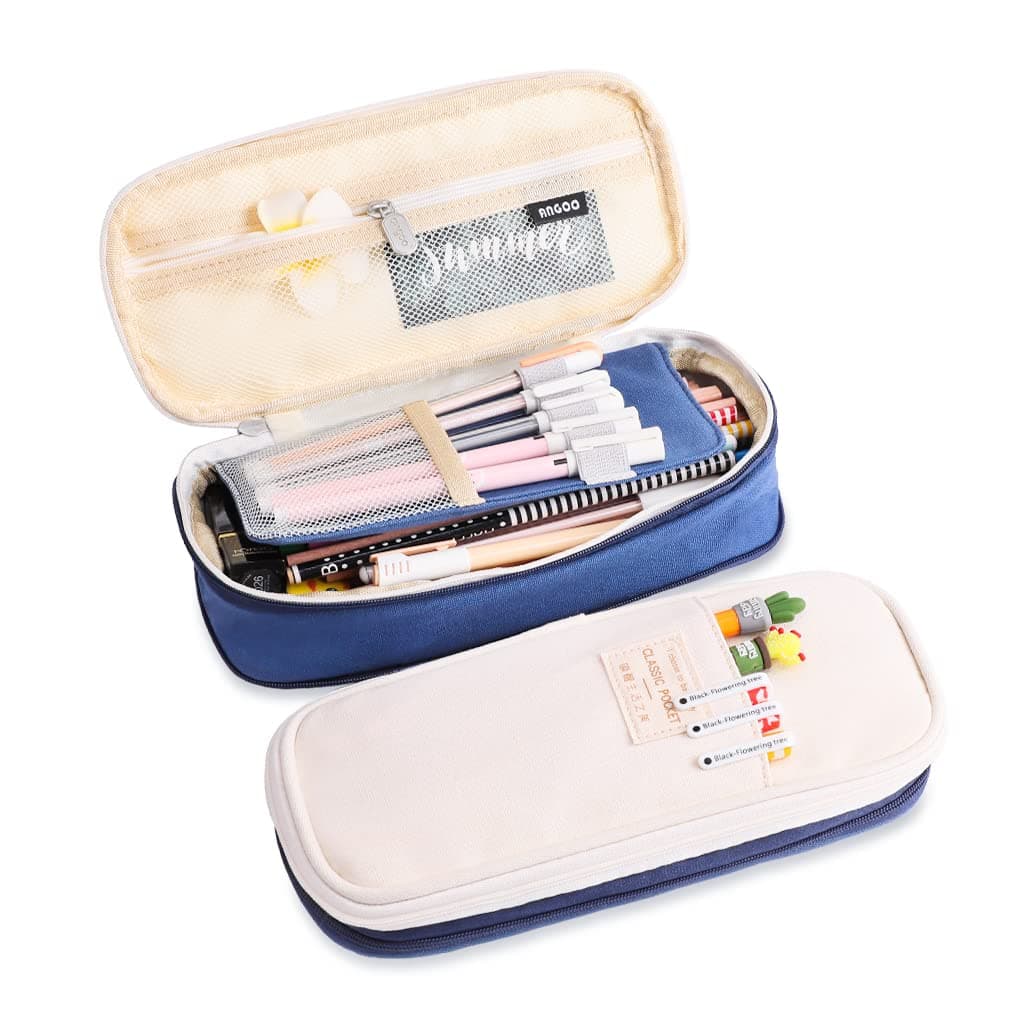 Oyachic Big Capacity Pencil Case Telescopic Pencil Pouch Zipper Pen Bag Canvas Markers Organization Makeup Bag Box Pencil Holder Office Supplies