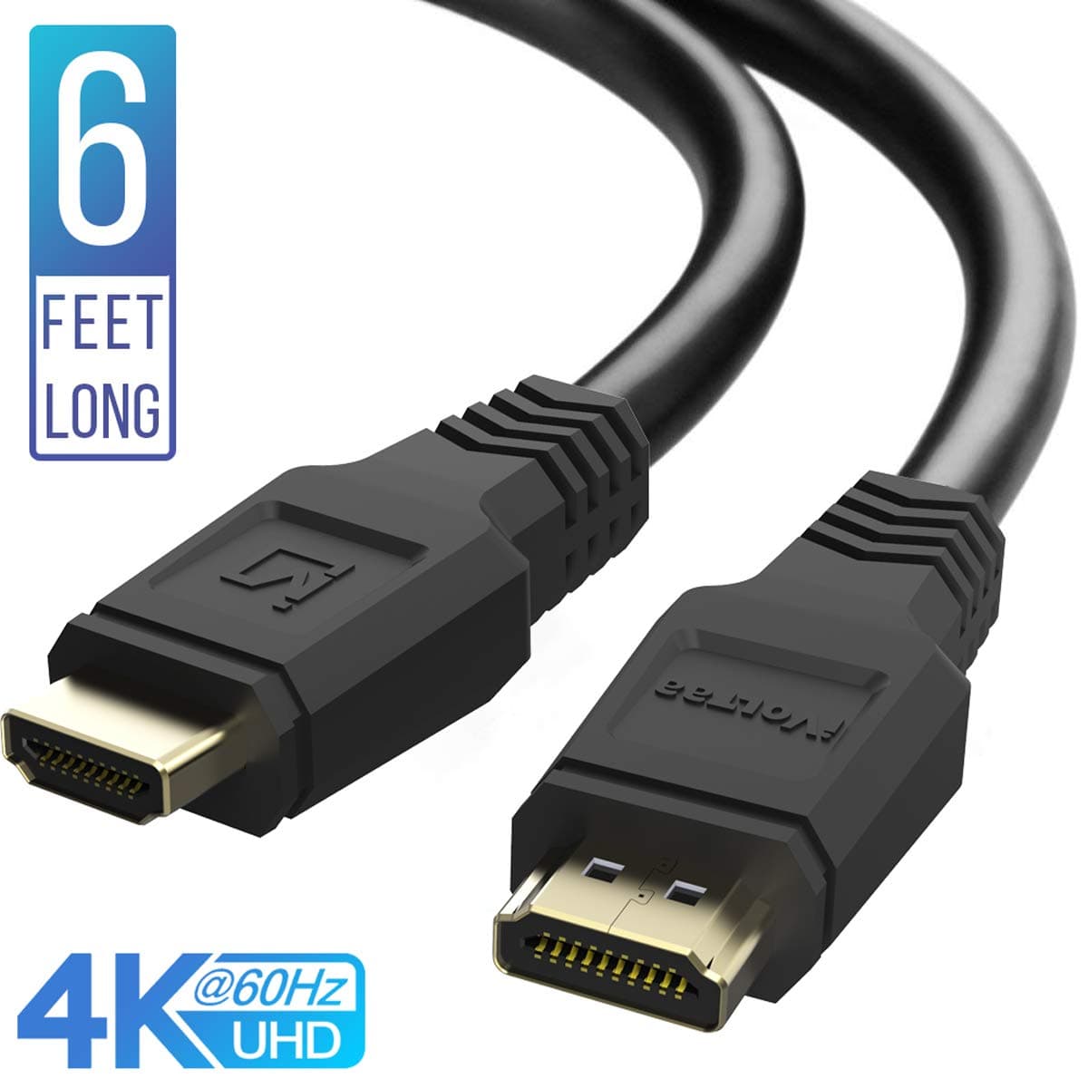 iVoltaa High Speed 4K 60 Hz HDMI 2.0 Cable - 6 Feet (1.8 Meters) - Black
