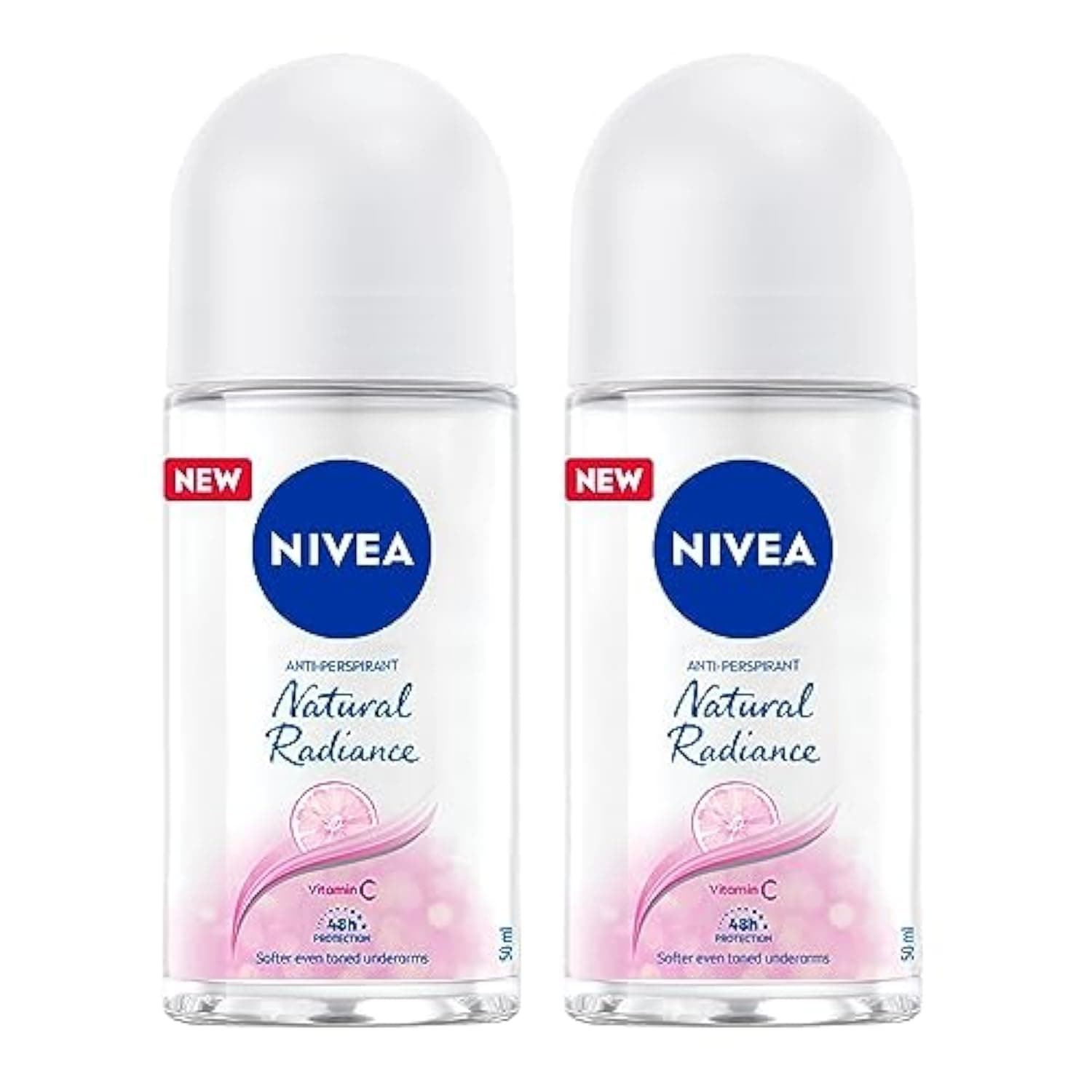 NIVEA, Women's Antiperspirant Roll-on Natural Radiance, 50 ml, Pack of 2