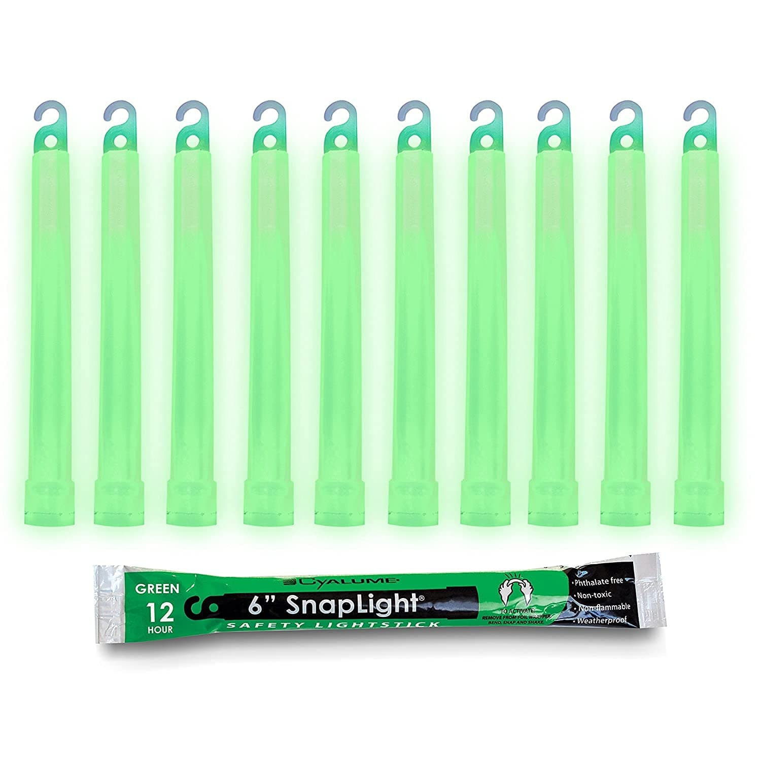 Cyalume Glow Sticks Military Grade Lightstick - Premium Green 6” SnapLight Emergency Chemical Light Stick with 12 Hour Duration (Bulk Pack of 20 Chem Lights)