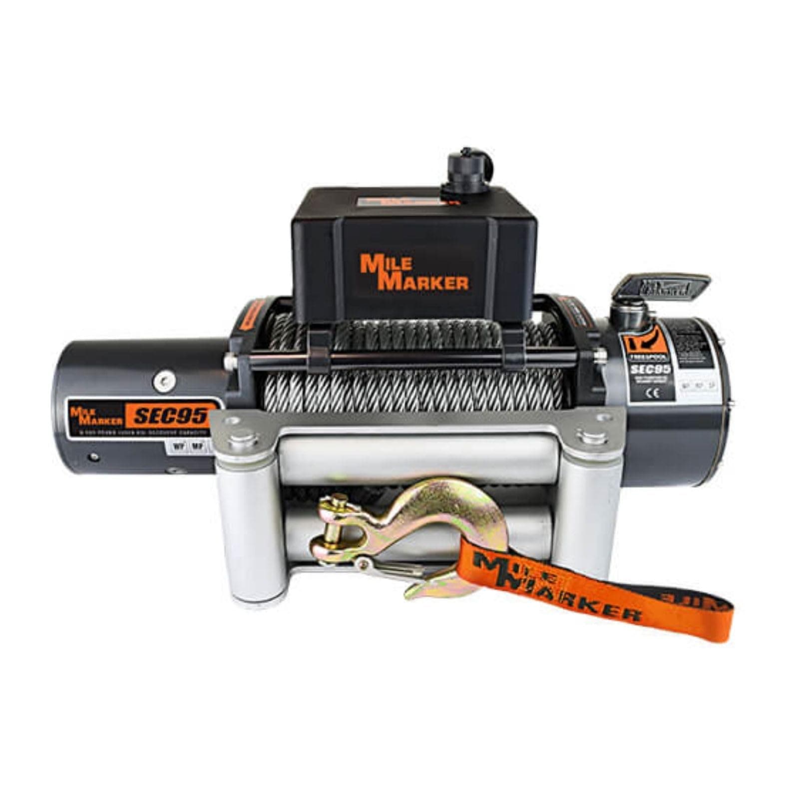 Mile Marker 76-50251BW Winch SEC 12 | 3/8” x 100’ Steel Cable | 12,000 lb Pulling Capacity | Reliable Performance on Tough Terrains | 4.9 HP Series Wound Motor
