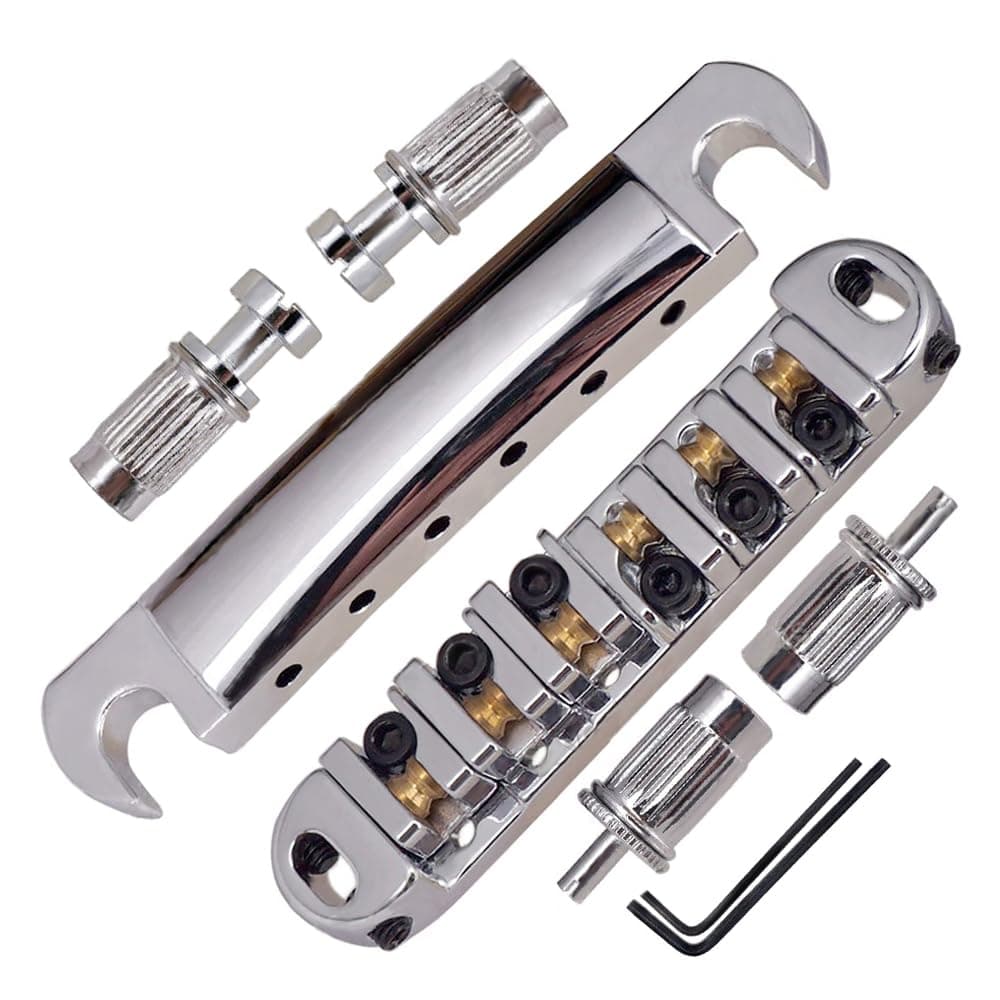 ABR-1 Tune-o-matic Bridge Tailpiece Stop Roller Saddle Bridge Bar For Les Paul Guitar parts (Chrome)