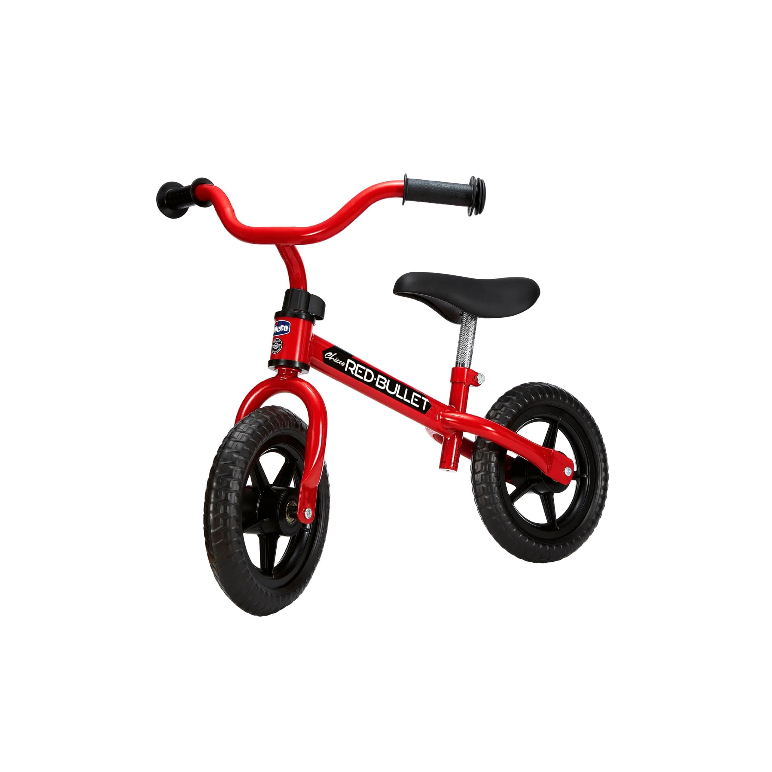 Chicco Balance Bike, First Bike for Kids with Puncture-Proof Tyres, Soft Non-Slip Paddle, Fully Adjustable, 2-5y, 25kg, Red Bullet