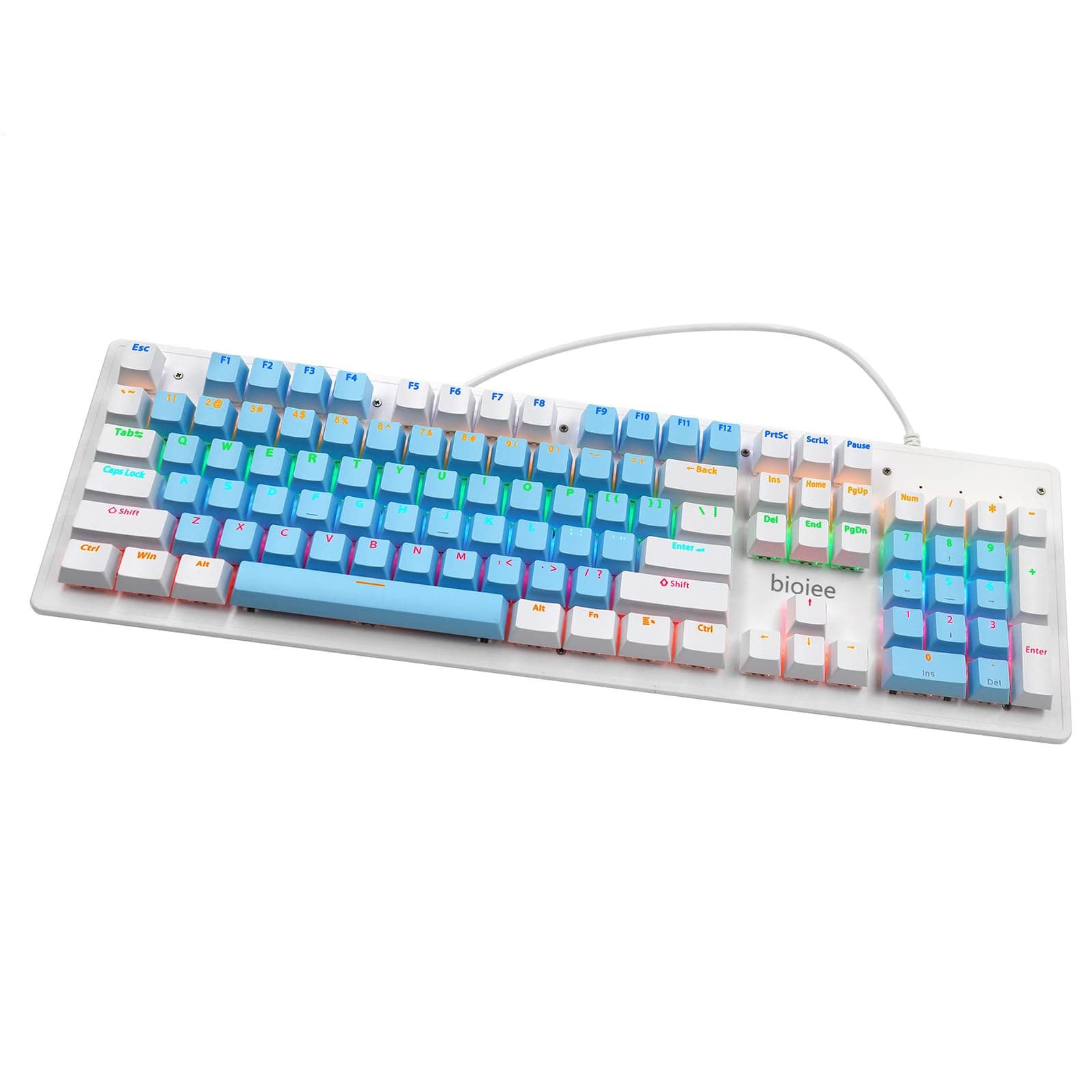 Wired 104-Key Real Mechanical Gaming Keyboard Rainbow Backlit Keyboard For Windows PC Laptop for Game and Office