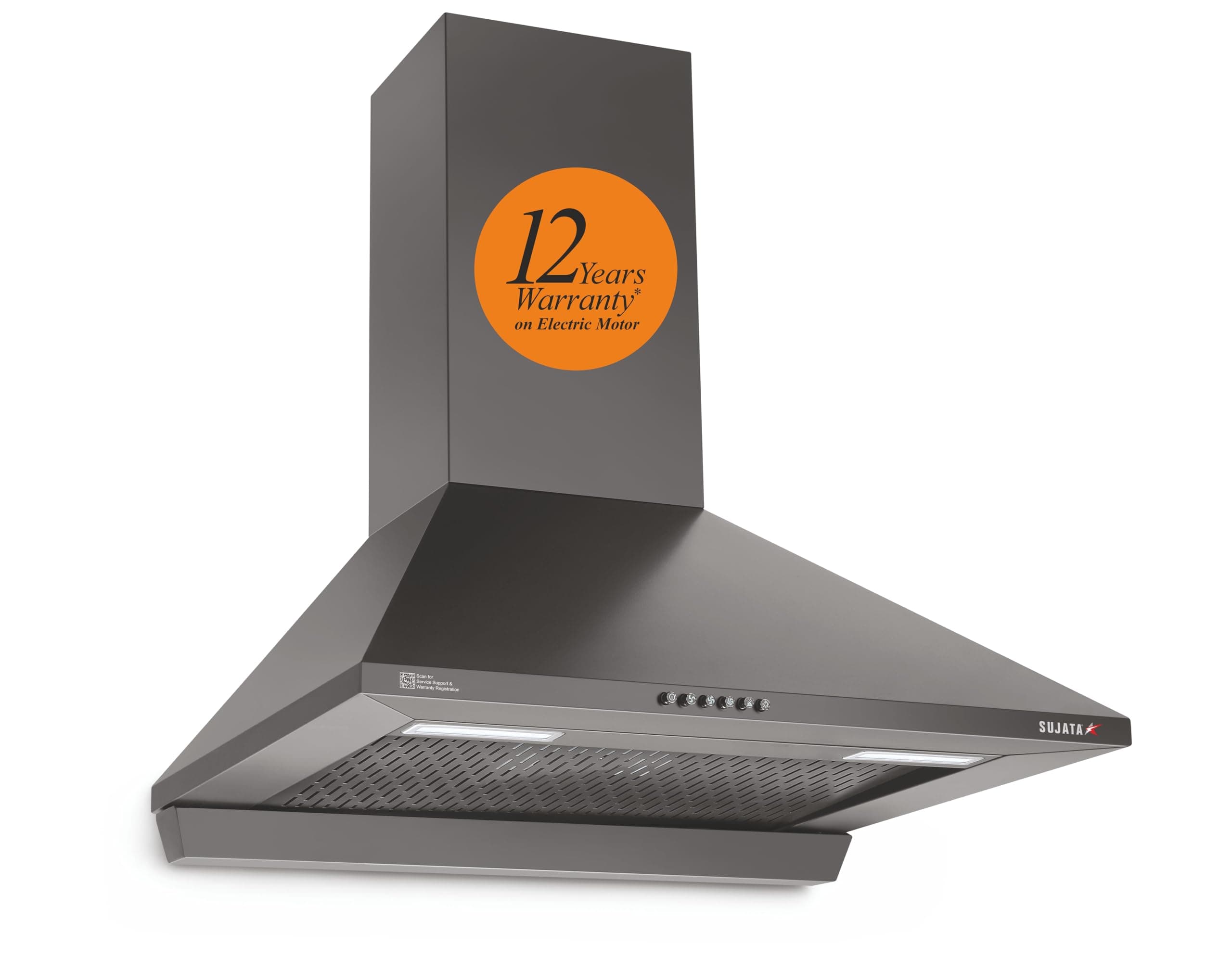 - Sujata Chimney For Kitchen 60cm | 200 W Motor, 1250 m³/hr | 12 Yrs Warranty on Motor & 3 Yrs on Whole Product | Kitchen Chimney For Home, Chimney for Kitchen, Filter Less Auto Clean (ONYX - Black)