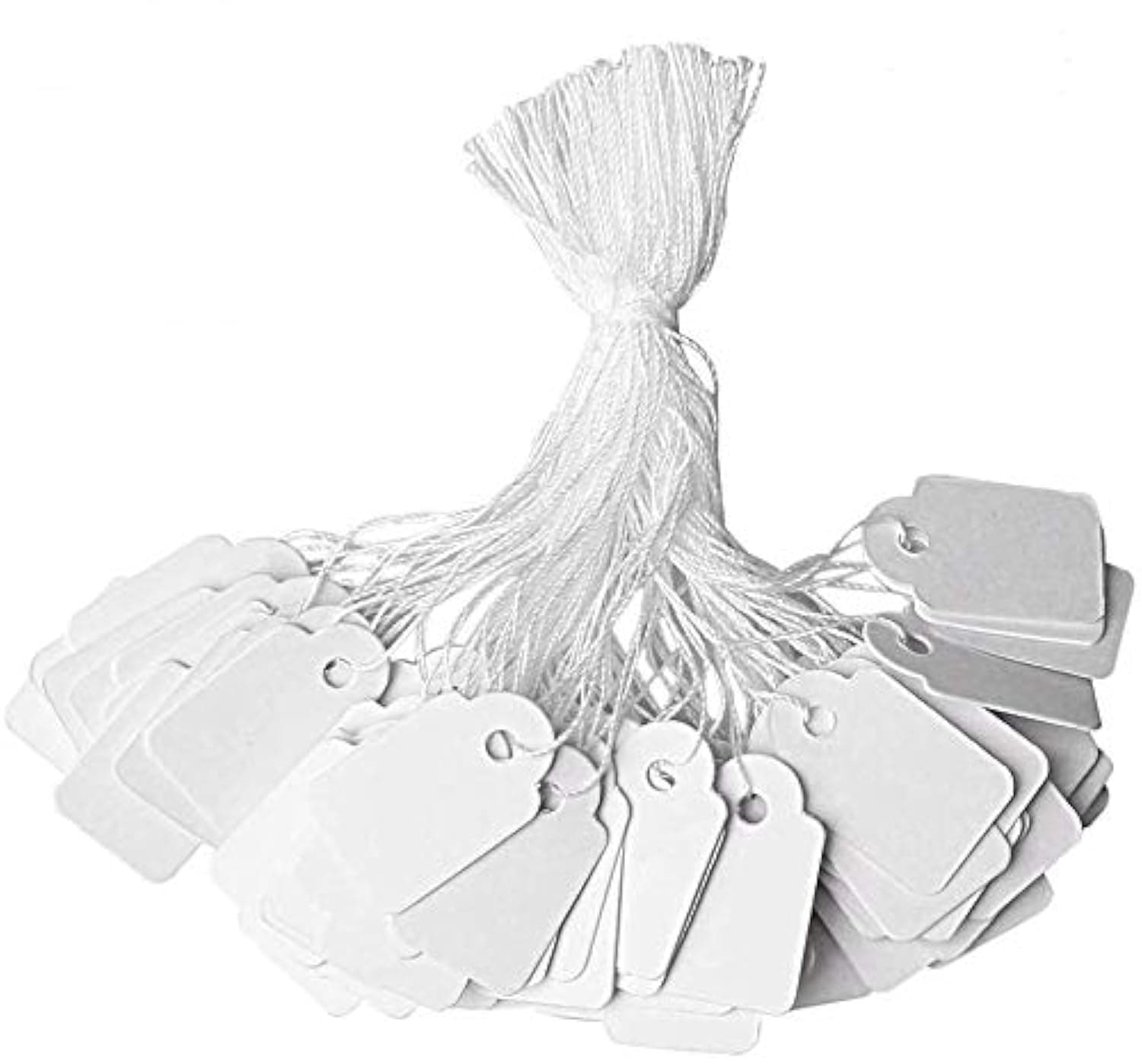 500 Premium Writable Jewelry Tags with String by Ummeral, 0.91 x 0.55 inches - Paper Sale Tags for Anything You Need to Identify or Price