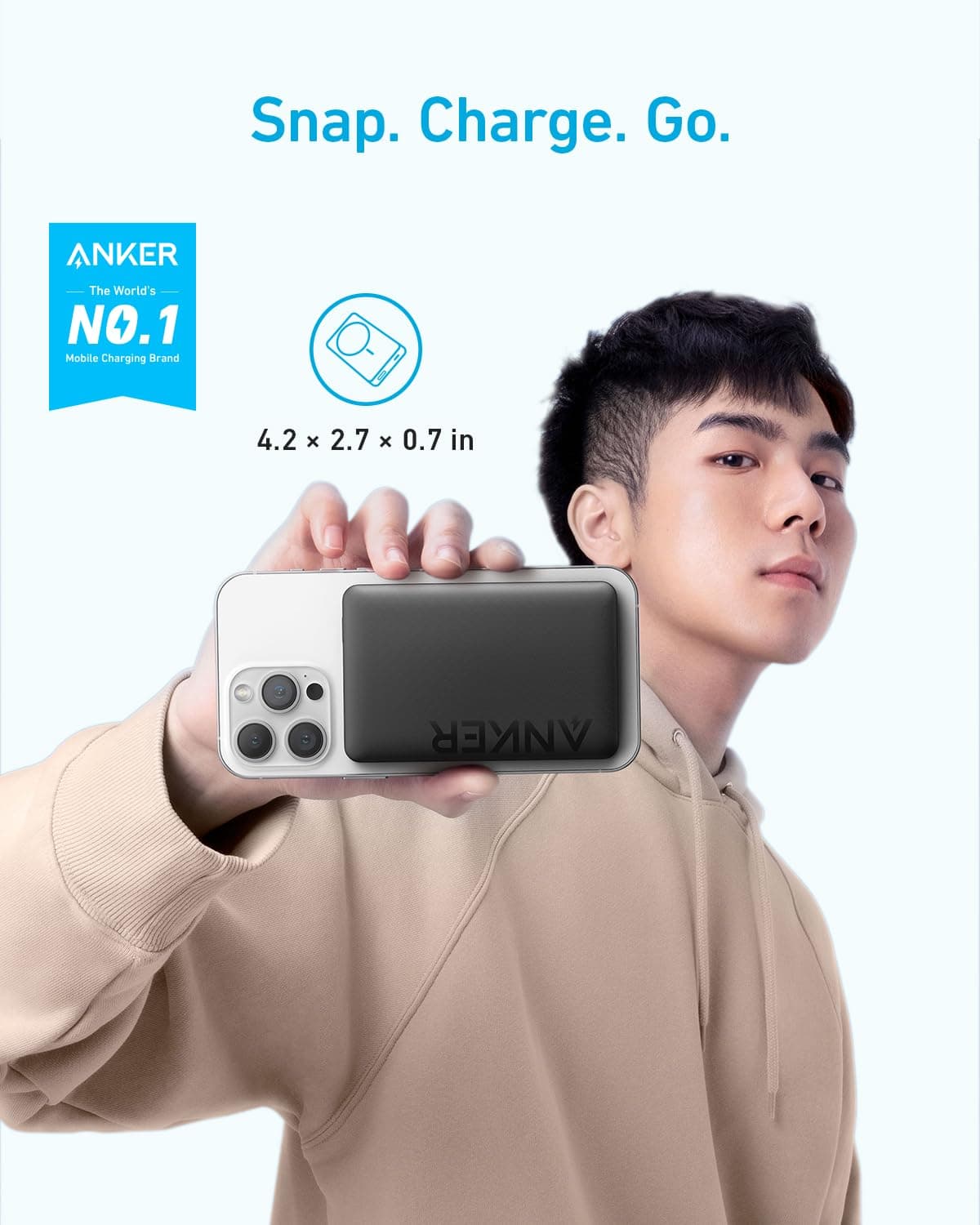 Anker Magnetic Power Bank 10,000mAh, Wireless Portable Charger, 20W Fast Charging Battery Pack with USB-C, Magsafe-Compatible with Magsafe,iPhone 16/16 Plus/16 Pro/16 Pro Max, iPhone 15/14/13 Series