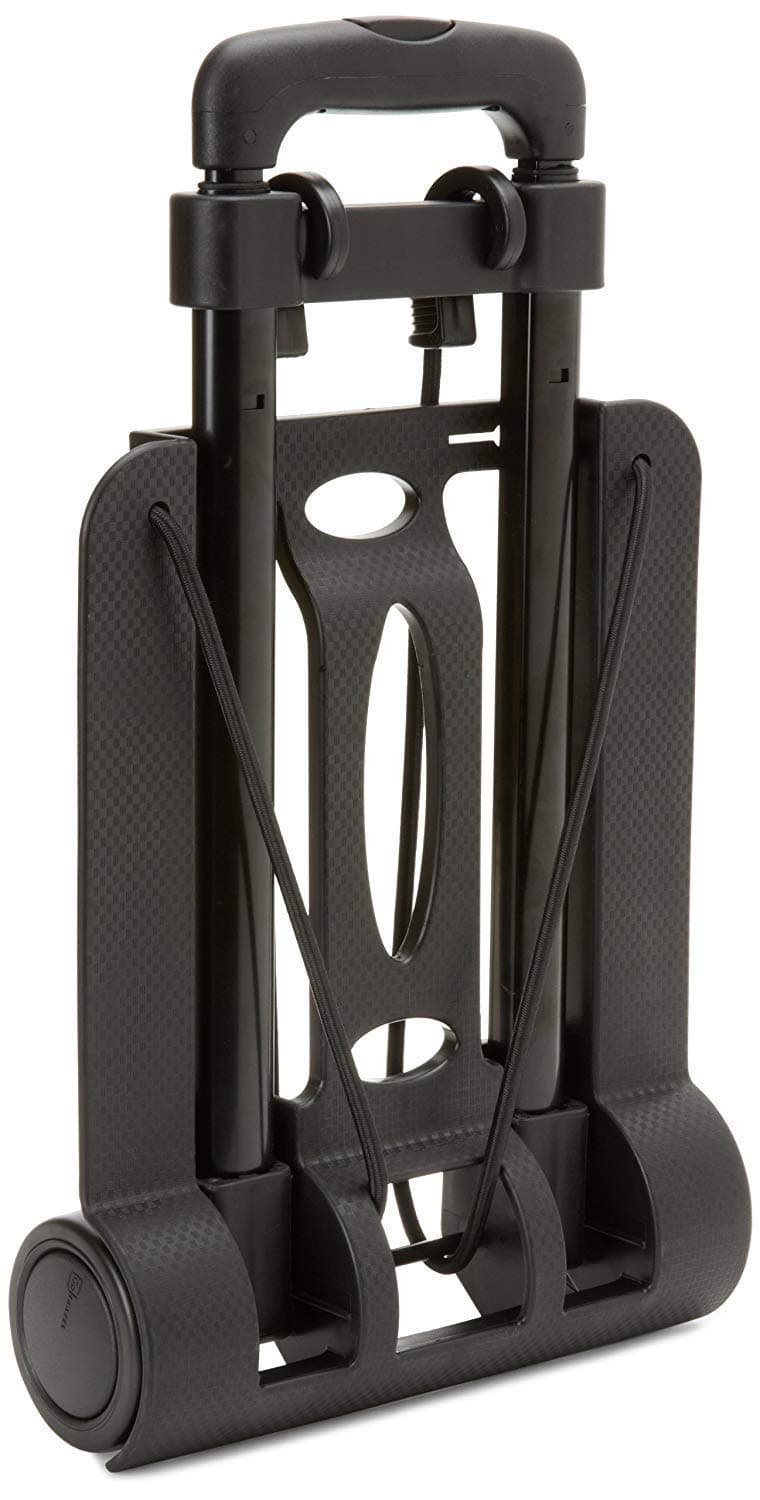 MeneflixMeneflix Foldable Collapsible Trolley Cart with 4 Wheels for Luggage with Expandable Handle Adjustment (Black, Plastic)