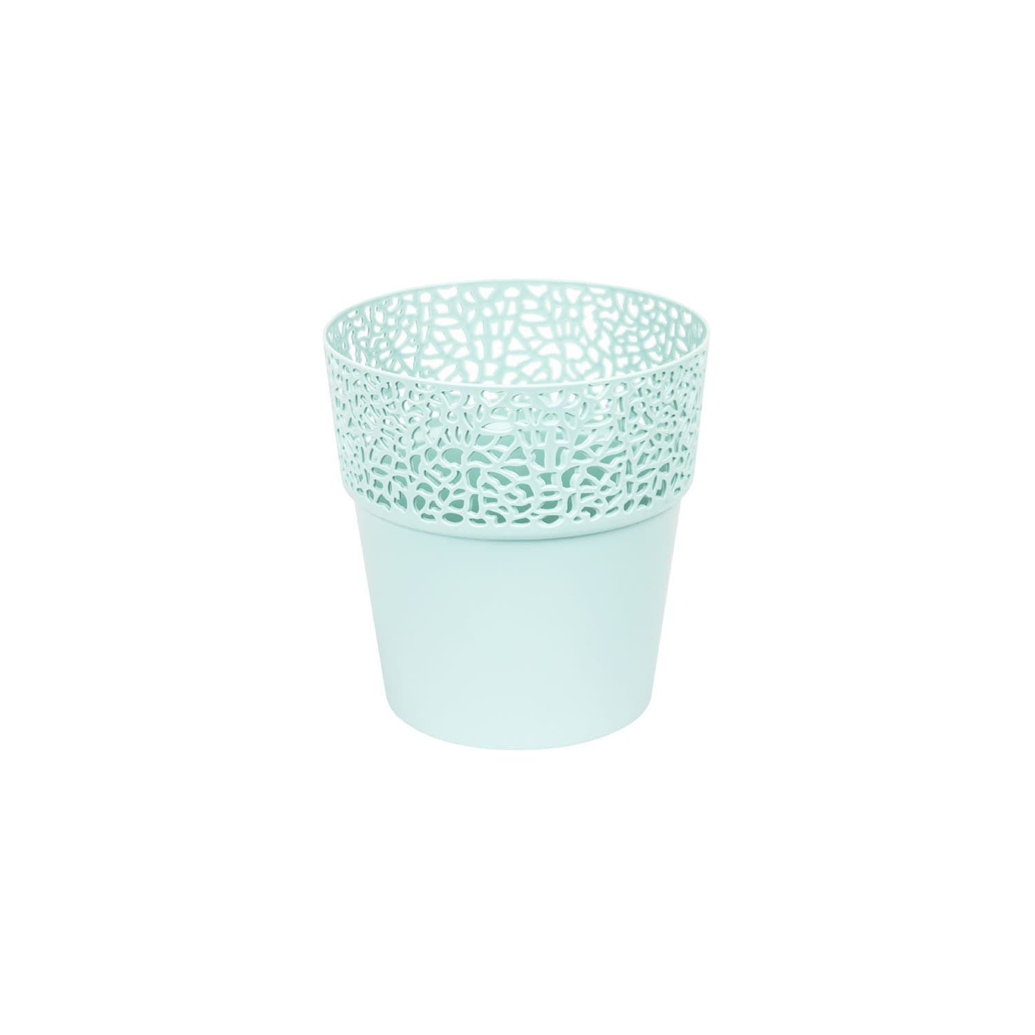 Beautiful mint 11.5 cm planter, flower pots ROSA with romantic lace