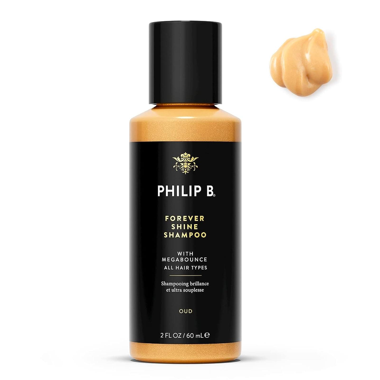PHILIP B Forever Shine Shampoo, 2 fl. oz. (60 ml) - Volumizing Cleanser With Notes of Pure Oud Leaves Hair Smooth & Glossy, Reduces Frizz, For All Hair Types