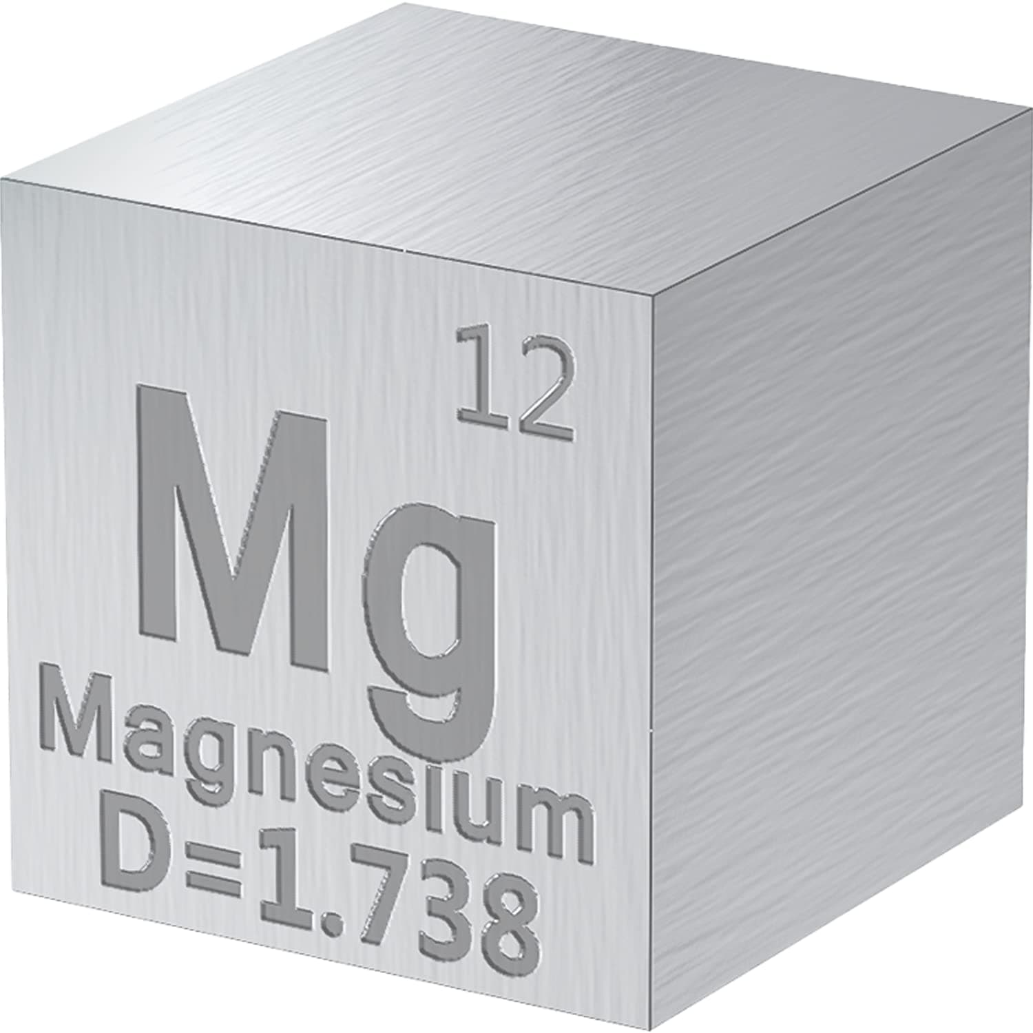 Magnesium Cube - Metal Element Cubes - Laser Engraved Density Cube Set for a Periodic Table of Elements Collection - (Magnesium, 1 inch)