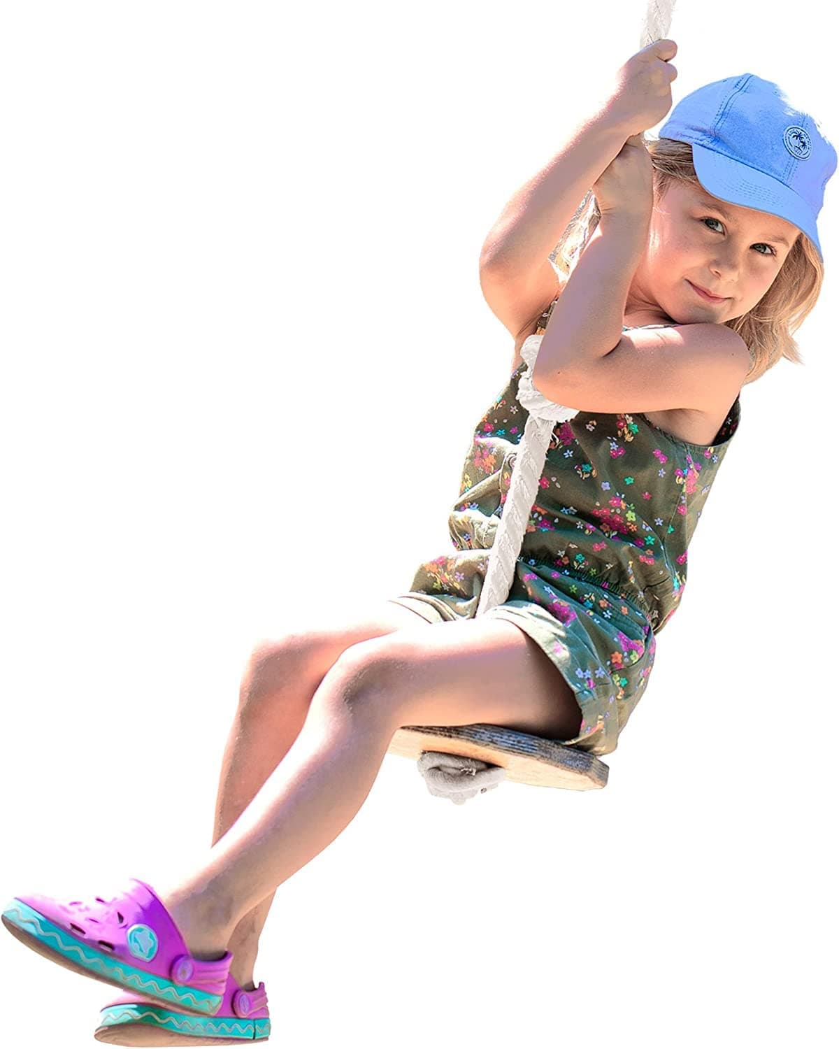 Rope swing for tree - Round disk kids swing with climbing rope - Wooden Indoor swing for boys and girls - Swingset and playground accessories - Rope toys for kids in box