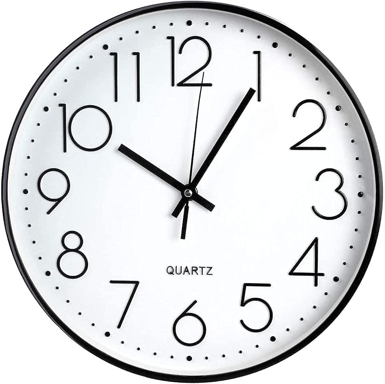 Wall Clock 12 Inch Silent Non-Ticking Wall Clocks Battery Operated Ultra-Quiet Movement Quartz Round Clock Simple Modern Style