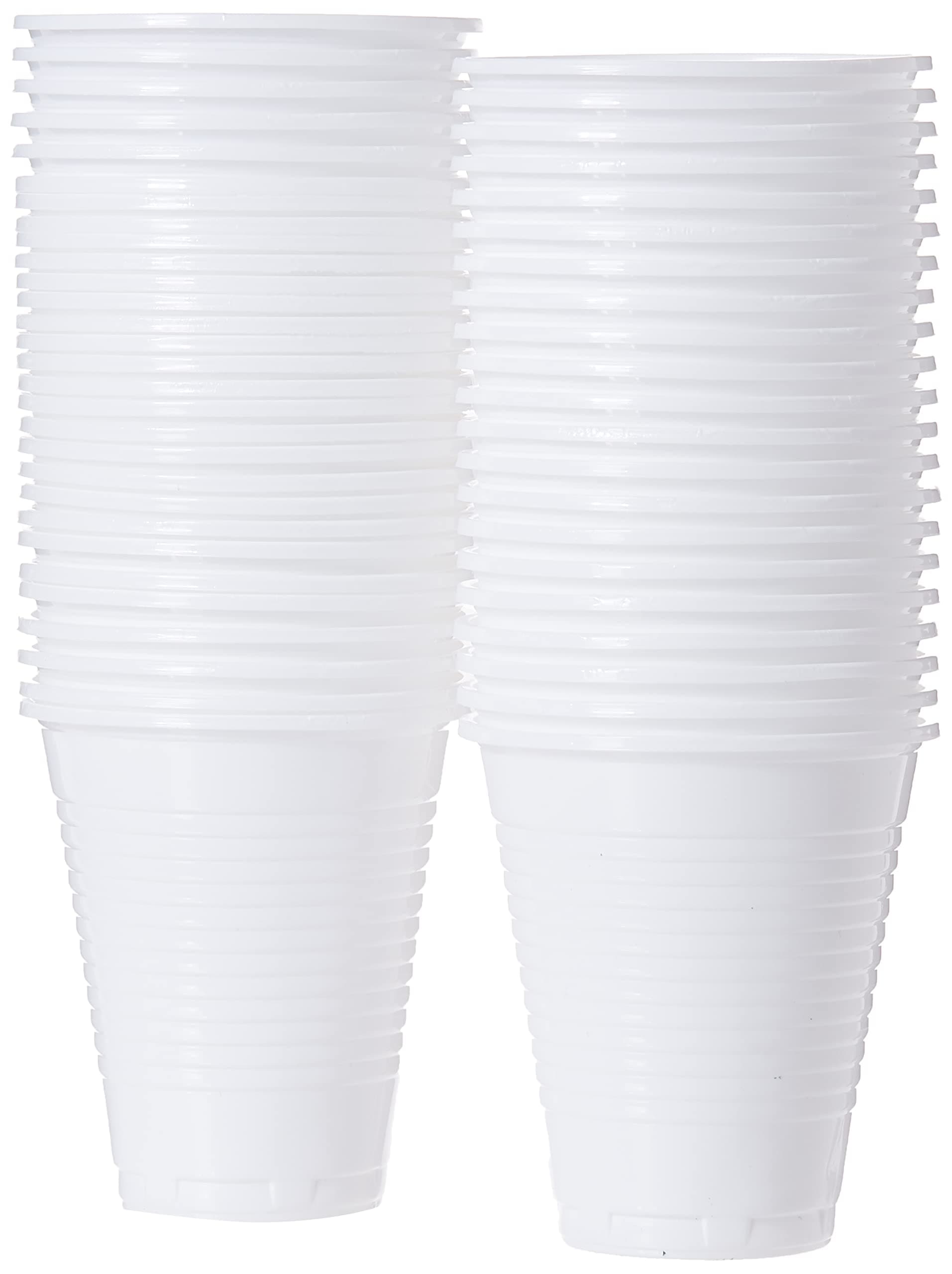 Hotpack Disposable Plastic White Cups 5 ounce, for Juices, Water, Cold Drinks, 50 pieces