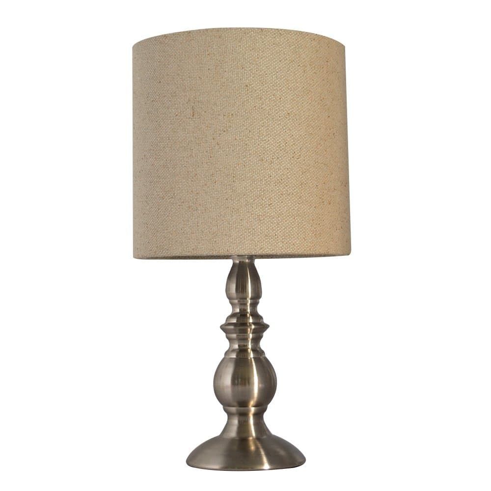 TOOTOO STAR 15 Inch Small Table Lamp for Bedroom Bedside Living Room Office Nightstand,Metal Base,Modern (Grey Shade,Silvery Base)