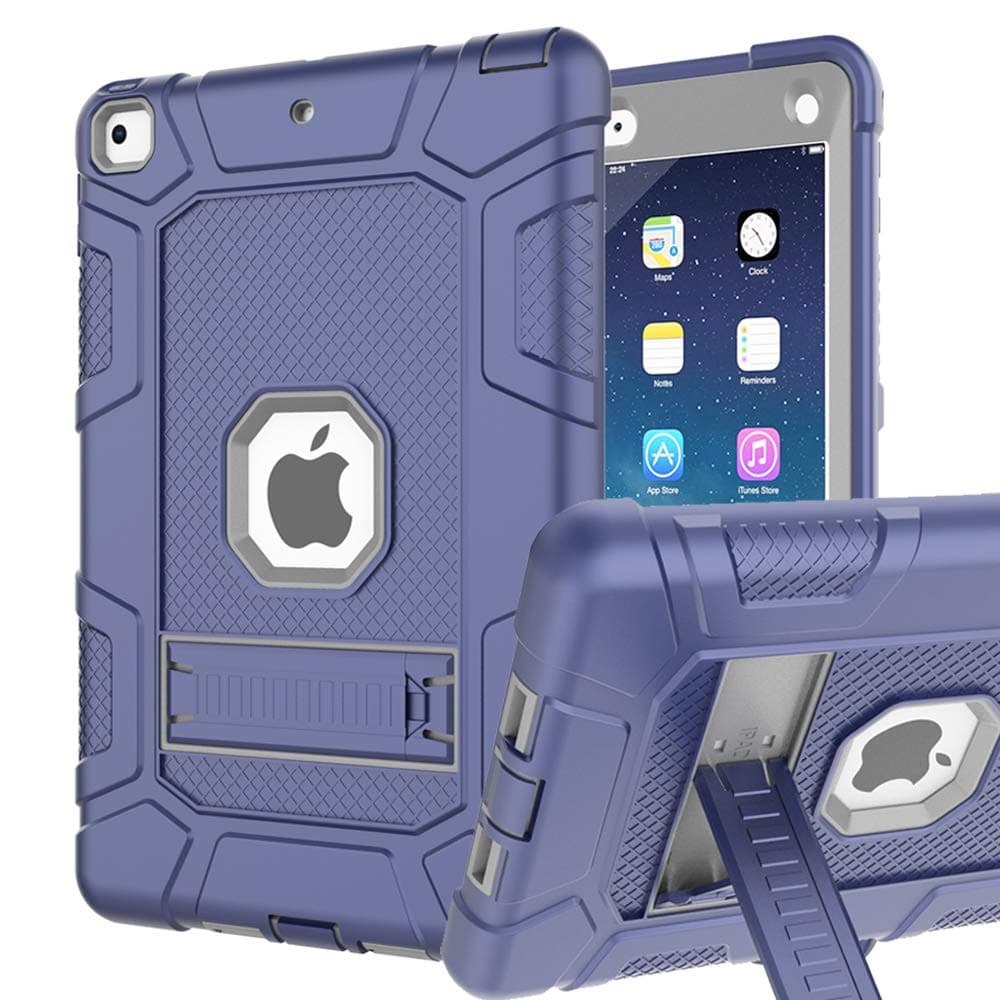 Piagle iPad mini 5 Case, iPad mini 5th Generation Case, Hybrid Three Layer Armor Shockproof Rugged Drop Protection Cover Case Built With Kickstand for iPad Mini 5 7.9" 2019 (Navy+Gray)
