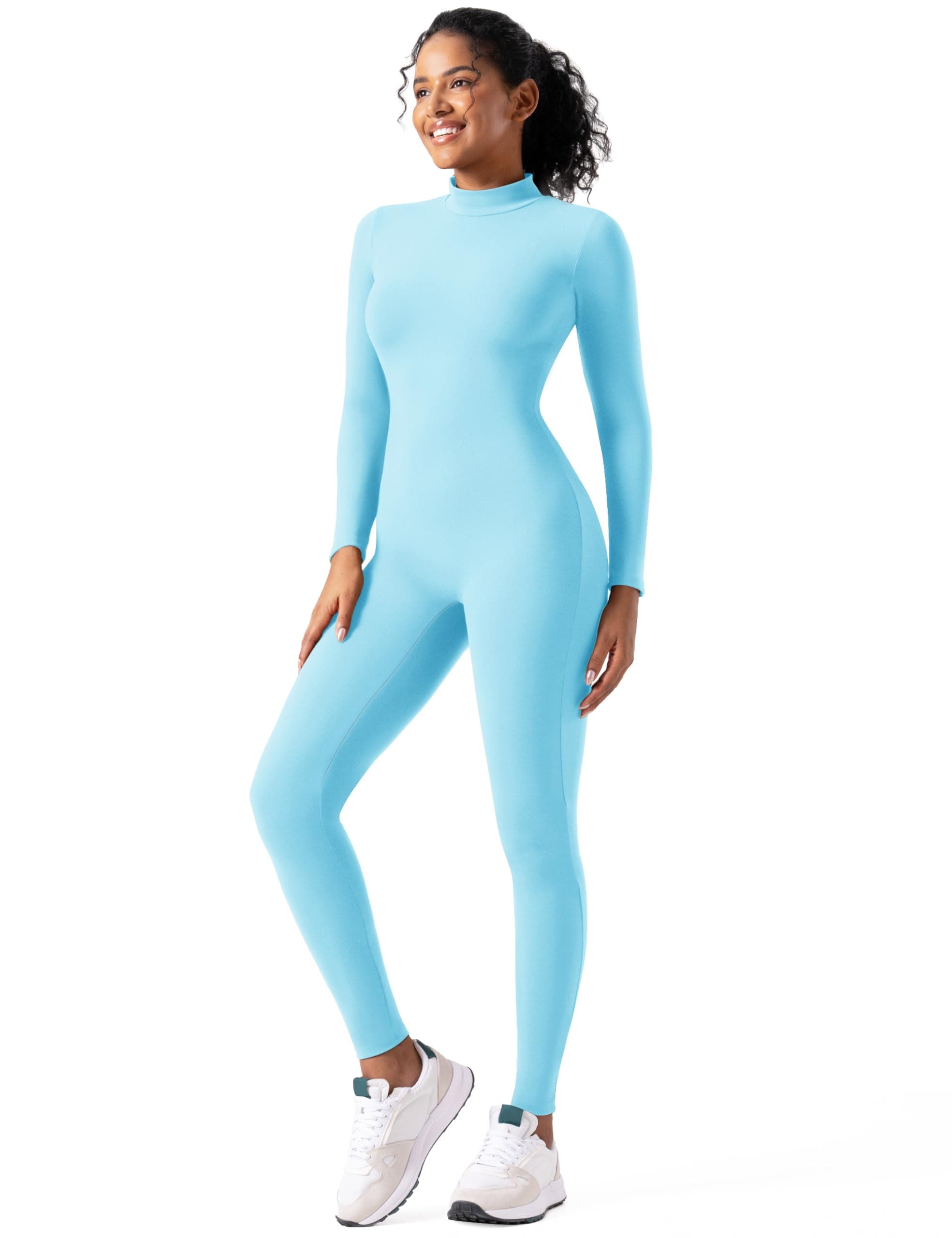 speerise Women Bodysuit Rompers Long Sleeve Jumpsuits Leotards One Piece Tummy Control Yoga Workout Outfits