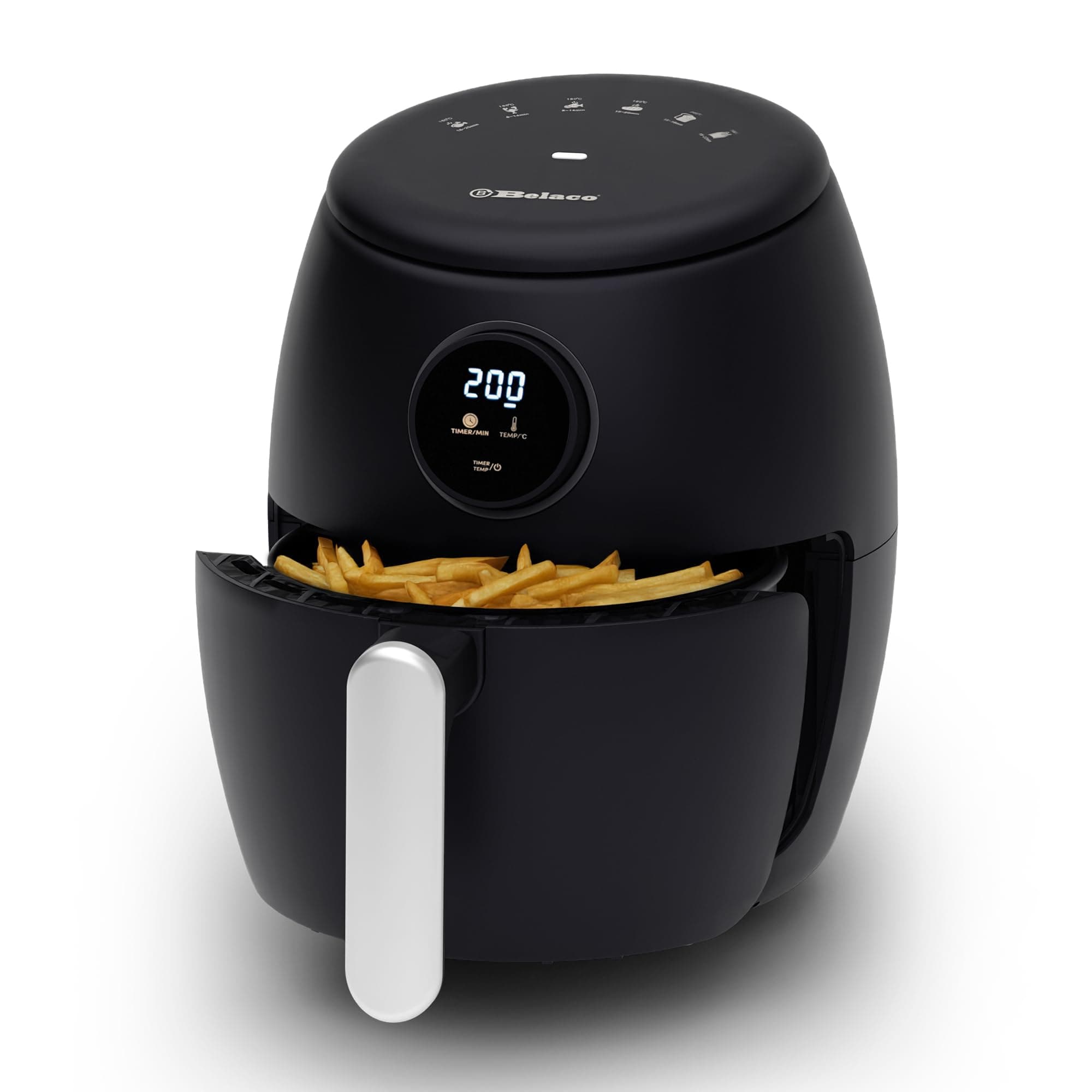 Belaco Air Fryer, 2L Digital Display, Fast Air Circulation, Deep Fryers, 60 Minute Timer, Adjustable Temperature, Dishwasher Safe Basket BEL-AF-02