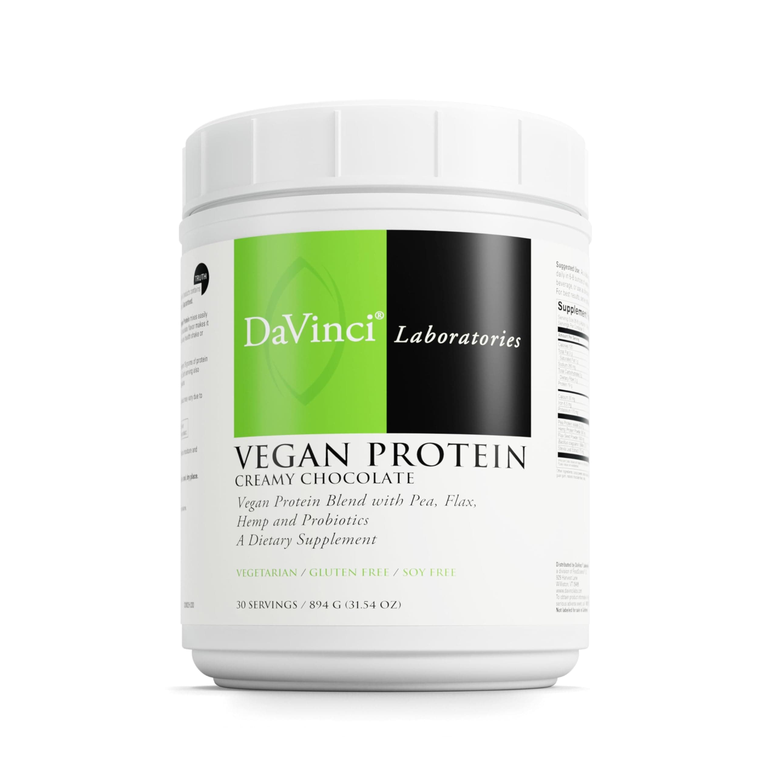 Labs Vegan Protein - Powder Supplement Supports Muscle & Tissue Repair* - Vegan Supplement with Pea Protein & Flax Seed - Creamy Chocolate, 30 Servings (894 g)