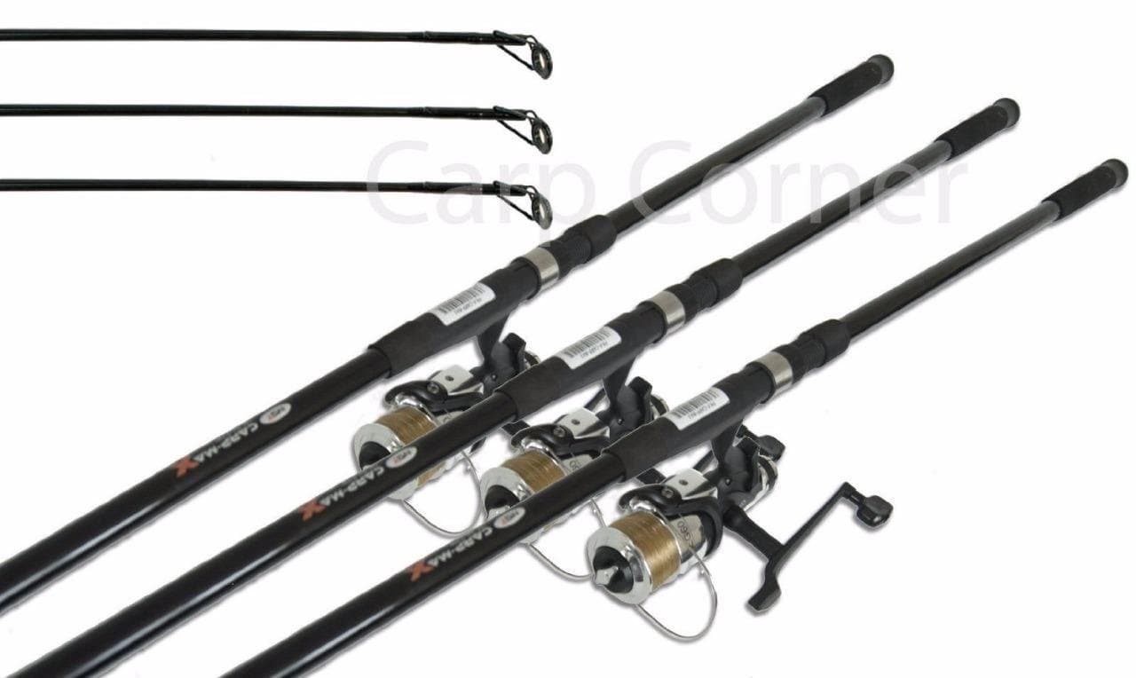 ngt Carp Fishing Setup 3x 12ft 2 Piece Carp Rods 2.75lb & 3x Baitrunner Reels Pre loaded With Line