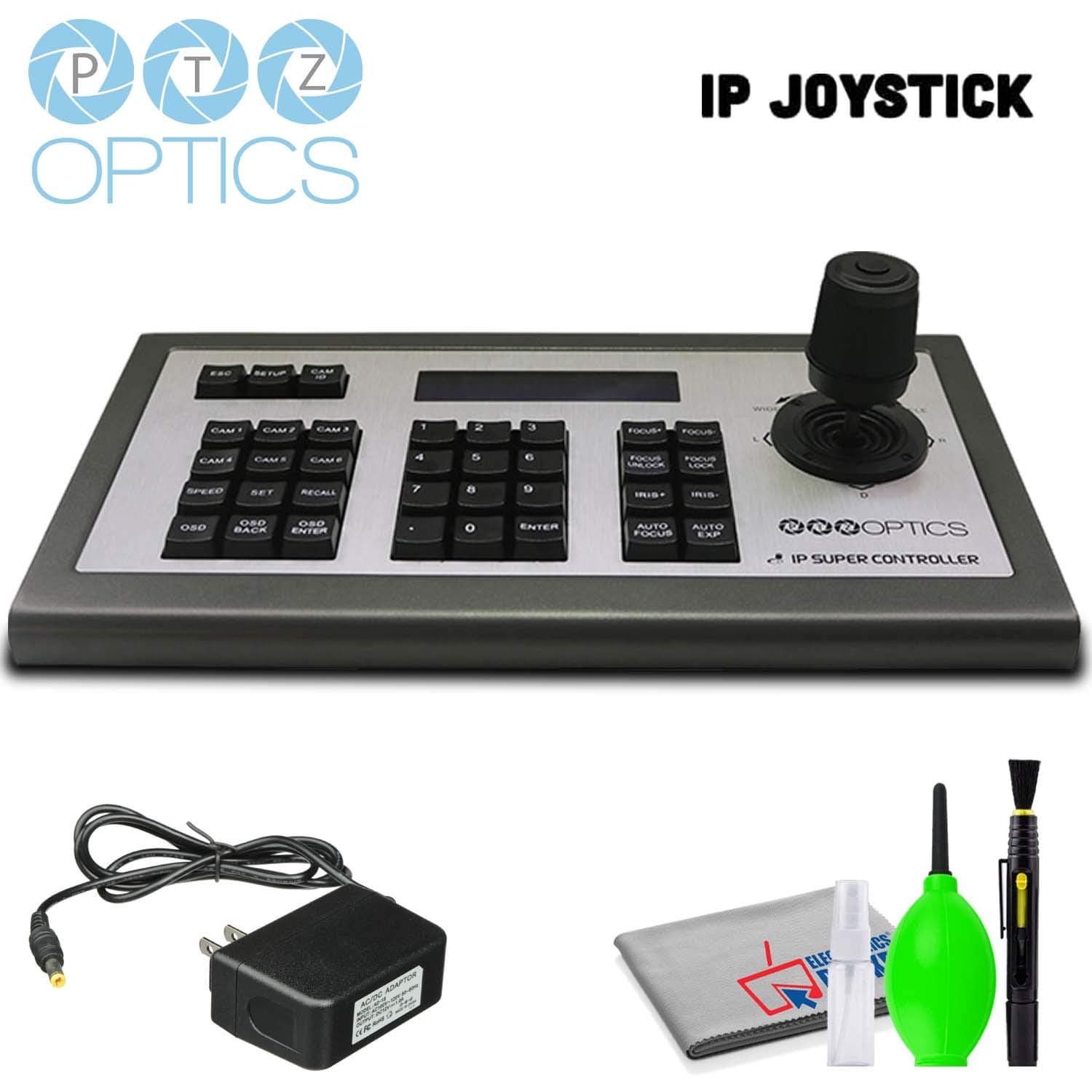 PTZOptics PT-JOYG3 4D IP Joystick Controller (GEN3) with Power Supply and 6Ave Cleaning Kit