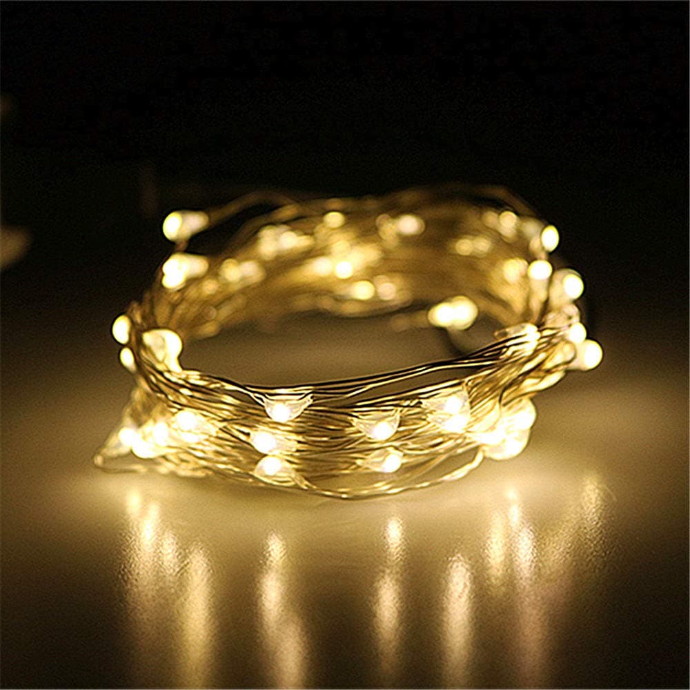 LEDLuces 5M/16.5ft 50 LEDs String Lights, USB Powered Low Voltage Waterproof Starry Fairy LED String Lights for Indoor Outdoor Decoration - Silver Wire(Warm White)