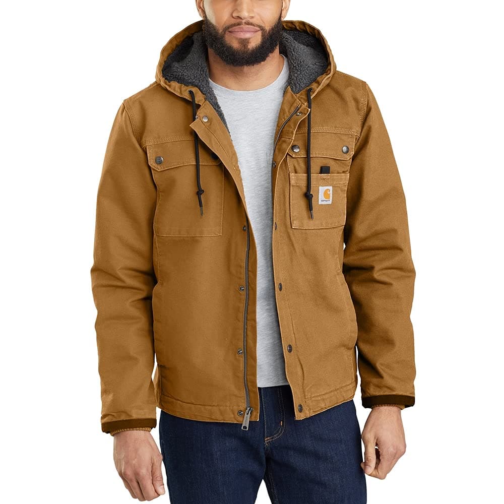 Men's Relaxed Fit Washed Duck Sherpa-Lined Utility Jacket Work Outerwear