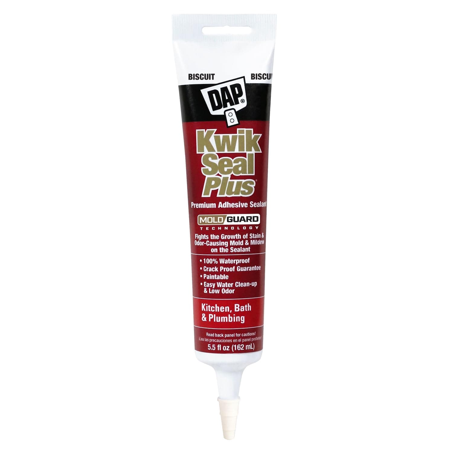 DAP Kwik Seal Plus Kitchen & Bath Adhesive Sealant, Biscuit, 5.5 Oz (7079818539)