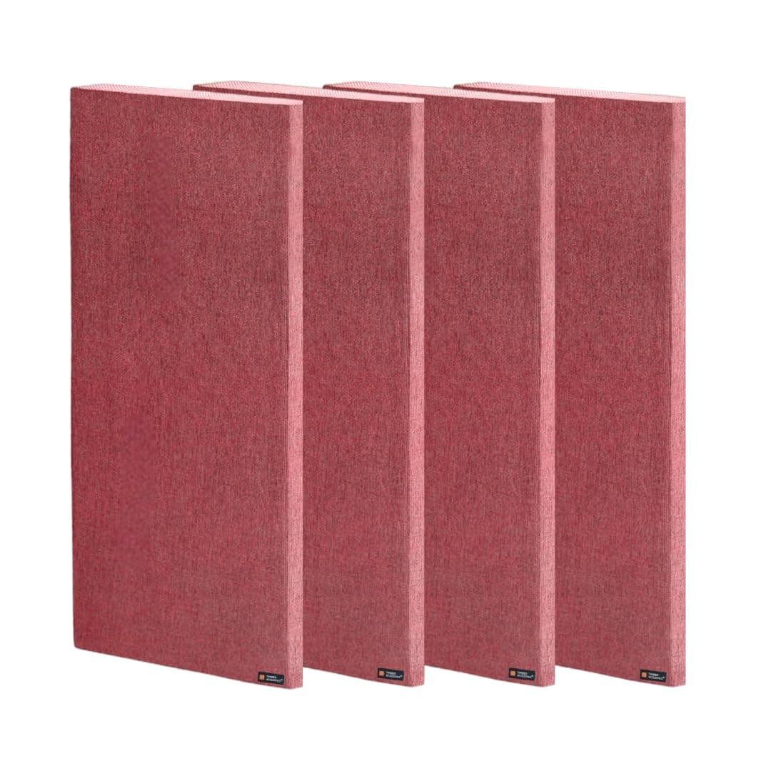 Timber AcousticsSound Absorption Panels | Rockwool® | Pine-wood | Room Acoustics & Soundproofing | 2' x 4' x 1" [SET OF 4] NRC > 0.90 (Red)