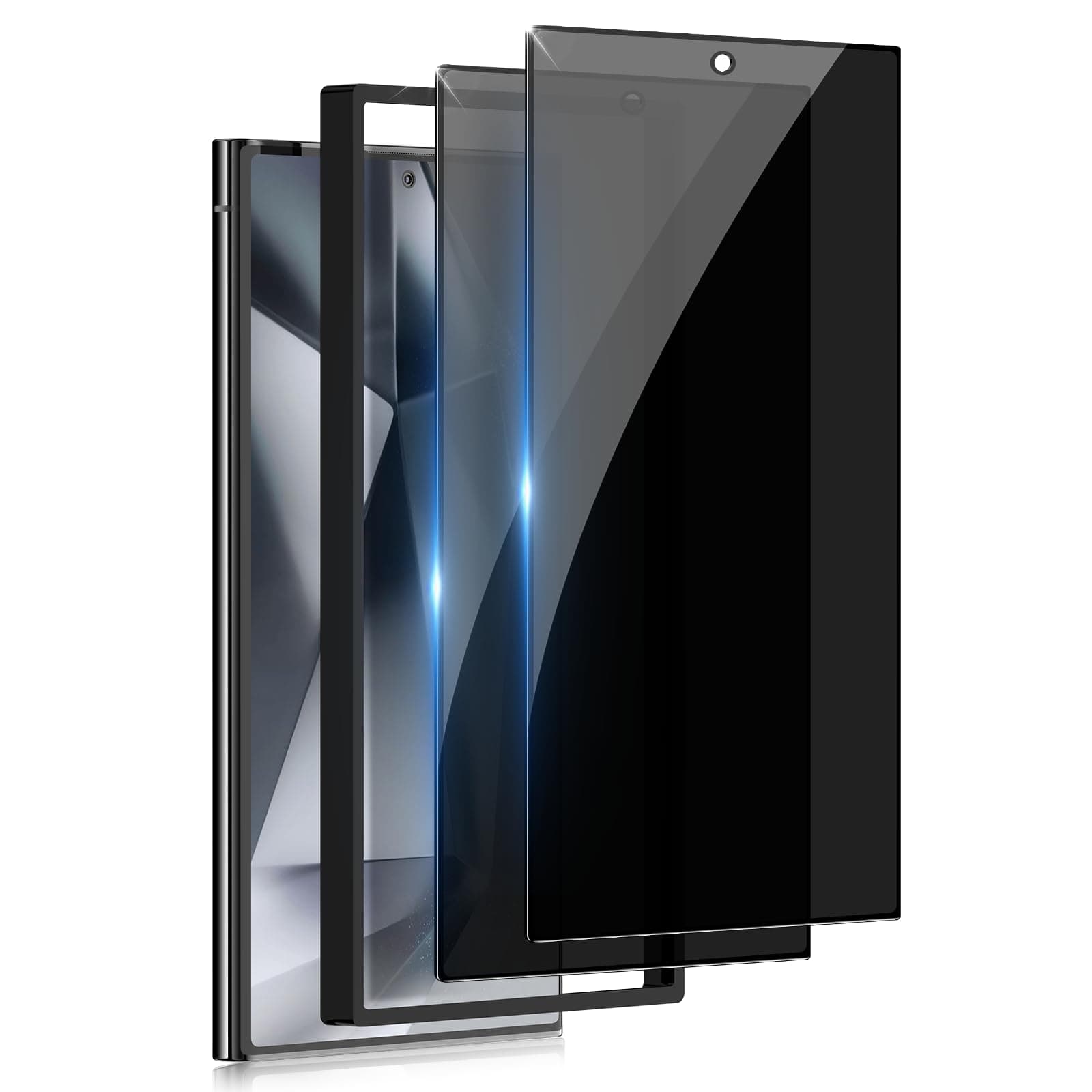 WYQLTD 2 Pack for Samsung Galaxy S24 Ultra Privacy Screen Protector Tempered Glass, Anti-Spy, Fingerprint unlocking, Full coverage, S24 Ultra Accessories, Case Friendly, Easy Installation