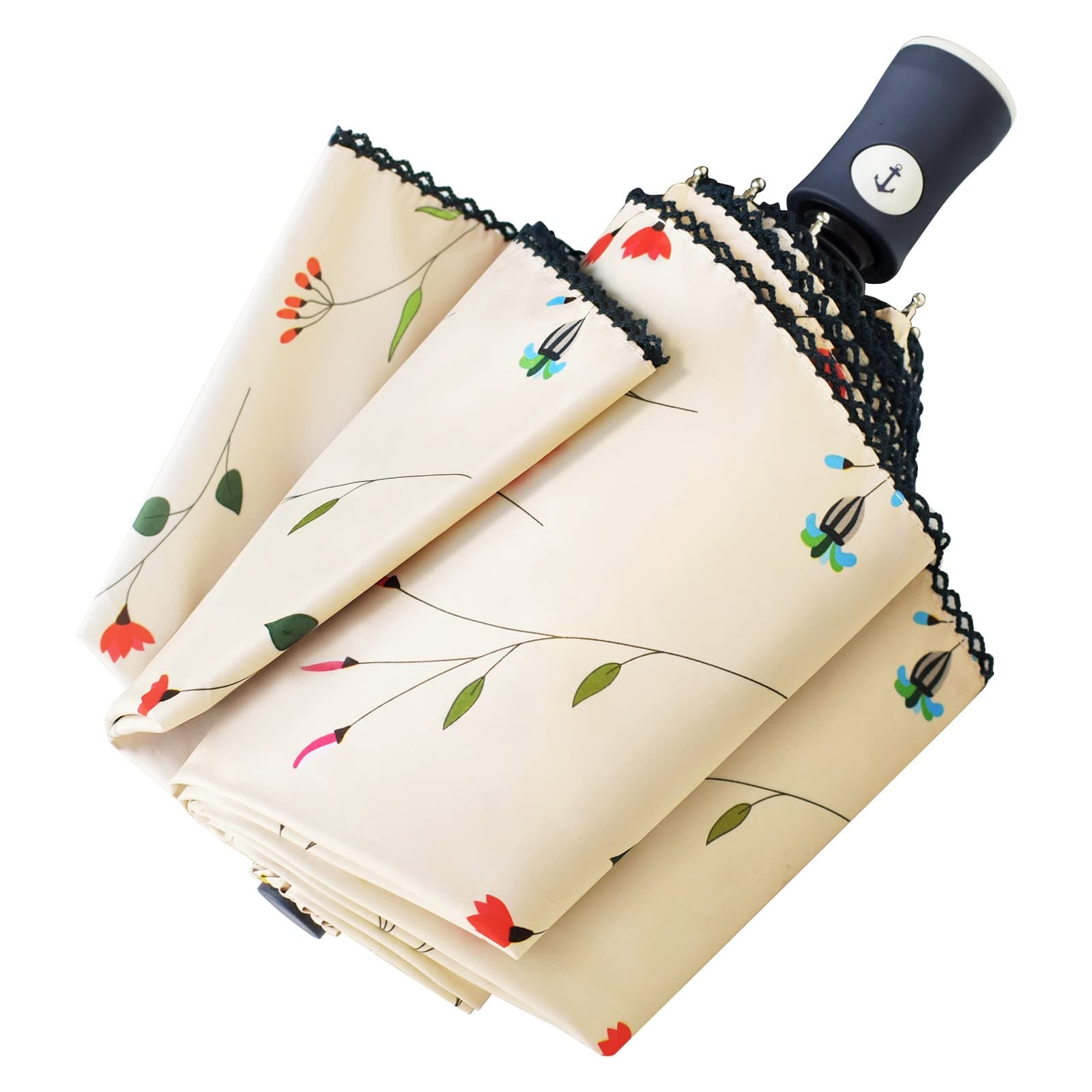 CUBY UV Sun Umbrella Compact Folding Travel Umbrella Auto Open and Close for Windproof, Rainproof & 99.9% UV Protection Parasol with Black Anti-UV Coating