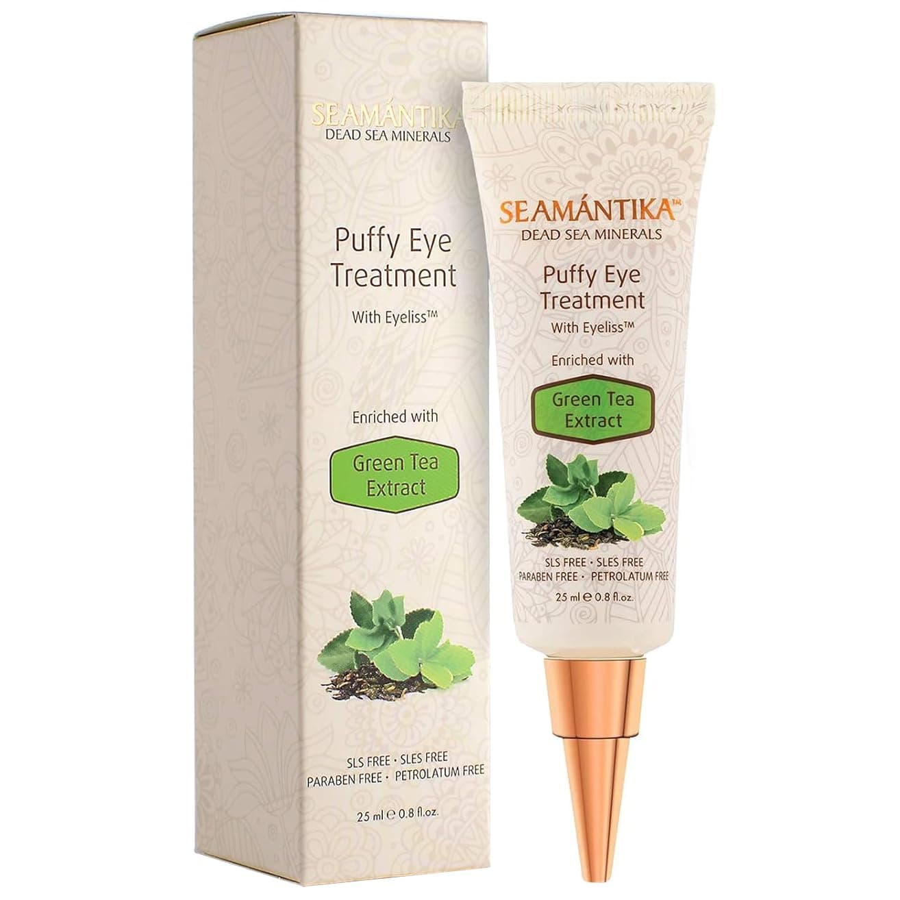 - Puffy Eye Treatment Instant results – Naturally Eliminate Wrinkles, Puffiness, Dark Circle and Bags in Minutes – Hydrating Eye Cream w/ Green Tea Extract, Dead Sea Minerals by SEAMANTIKA – .8 fl.oz.