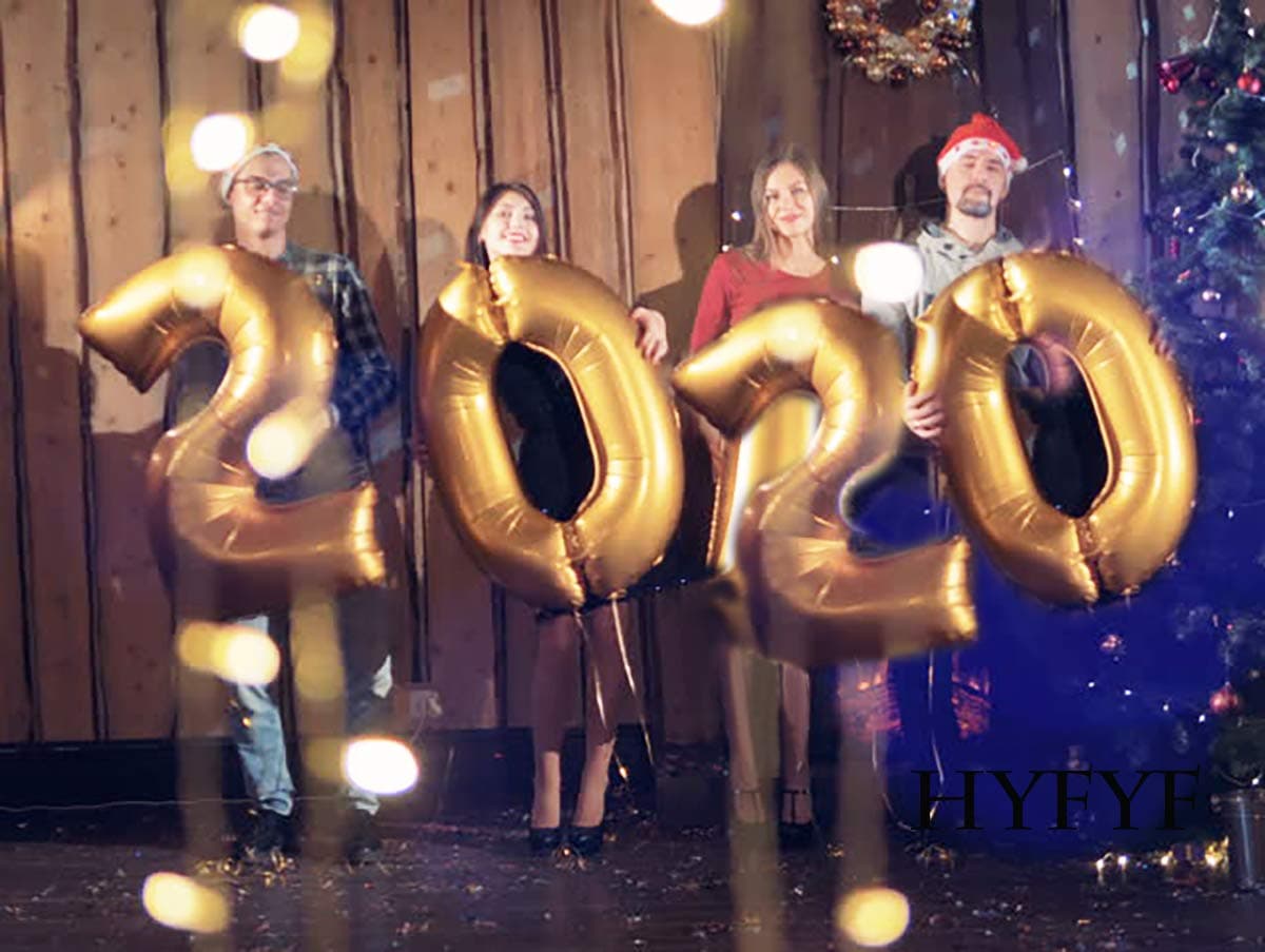 New Year Balloons Kit Decorations - 2020 Happy New Year Party Supplies, Beer Champagne Foil Balloon Banner Tassel Gold Black Silver Latex Balloon with Air Pump, Gift for New Year House Decor Backdrop