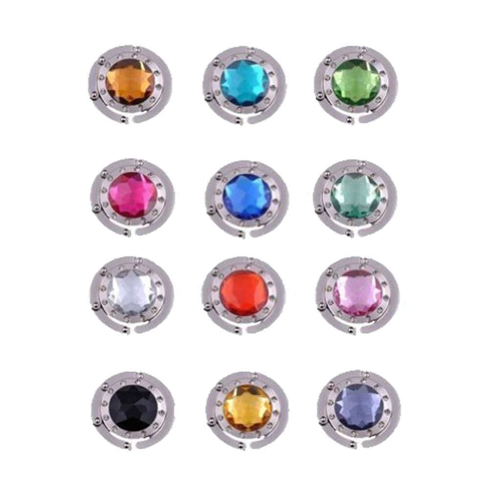 12 Pcs Colorful Diamond Folding Section Handbag Purse Hook Purse - Table, Folding Hanger - Gem Crystal Shoulder Bag+purse Holder Hangers Hooks