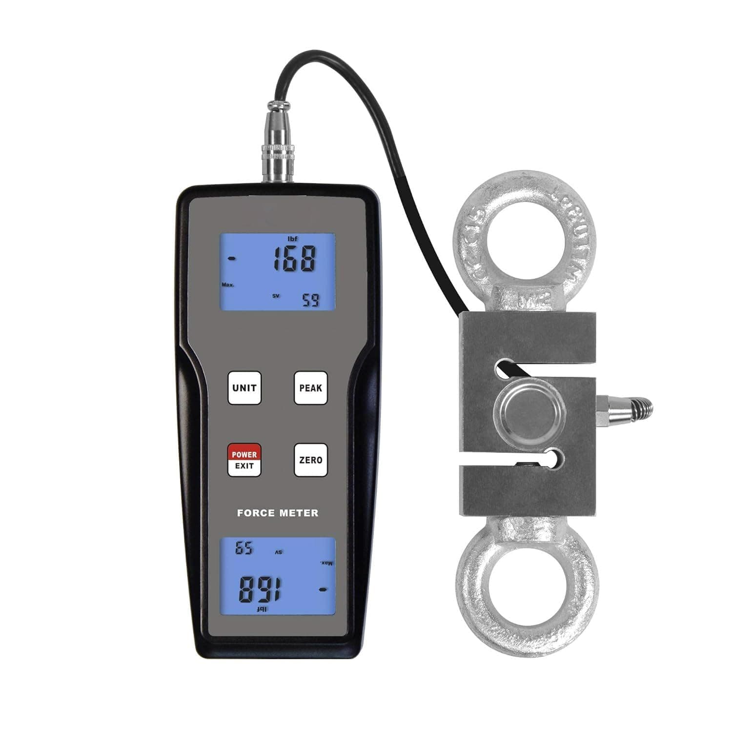 FM-204-1000K Digital Force Gauge Push Pull Gauge Tester Meter 3 Measurement Units N, kg, lb with External Loadcell Sensor | Force Range ±1000 kgf, ±9800 N, ±2200 Lbf