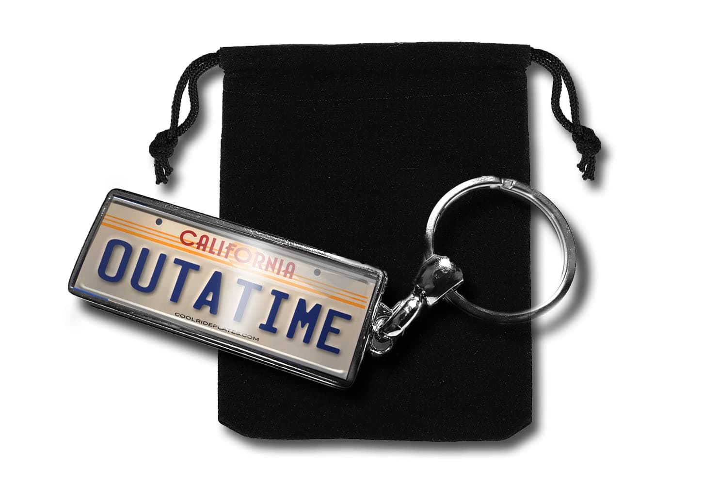 Coolrideplates Personalised Back To The Future Inspired Number Plate Metal Keyring & Gift Pouch