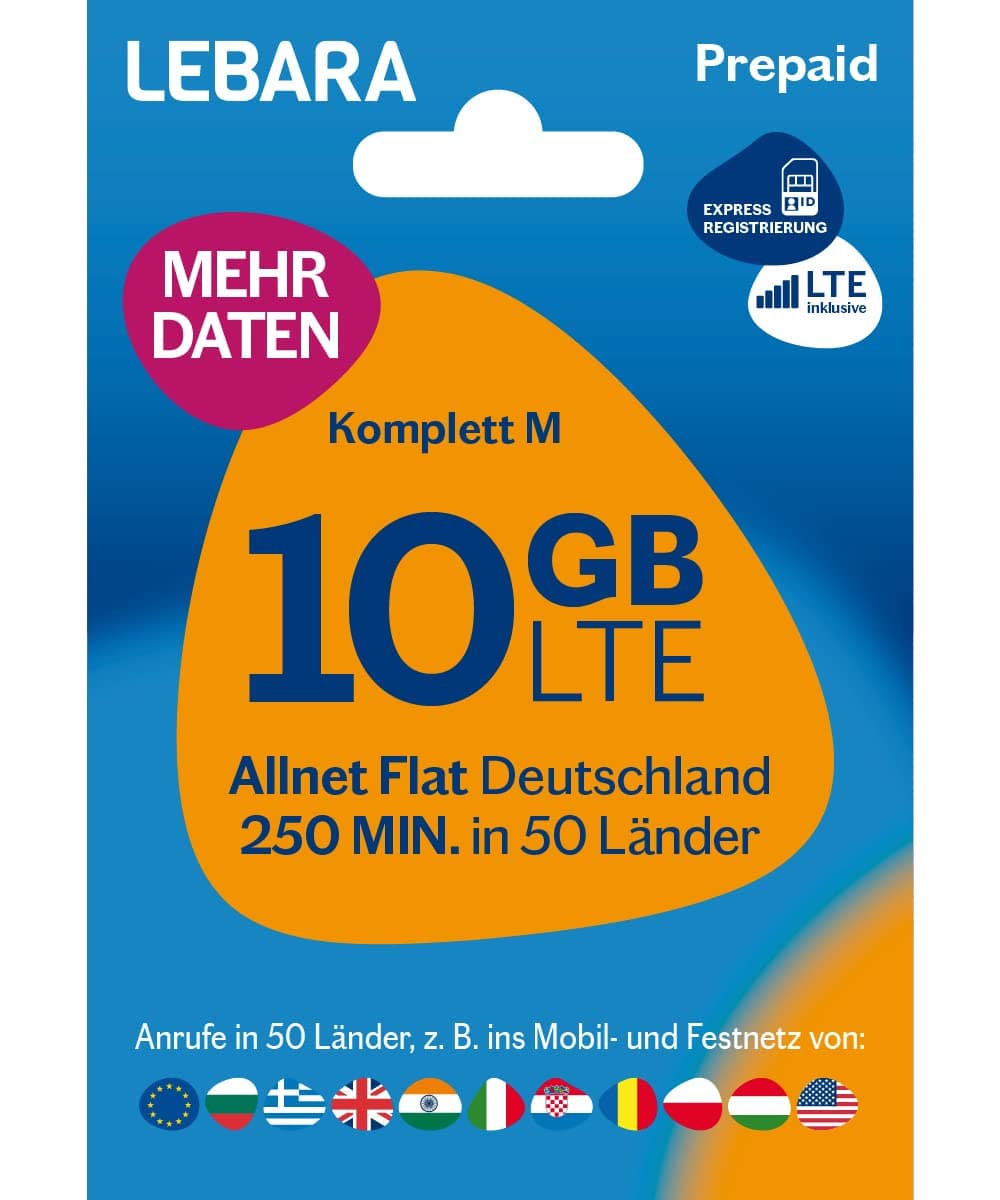 Lebara Mobile Pre-Paid SIM-Karte Komplett M