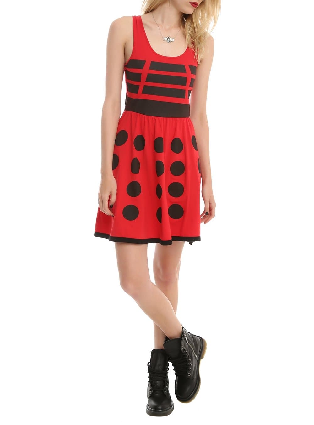 Doctor Who Her Universe Juniors Red Dalek A-Line Dress (Red)