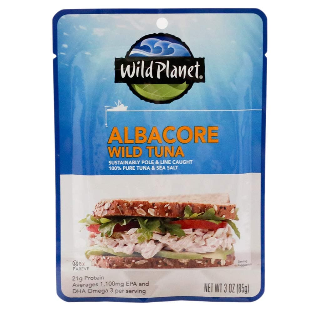 Wild Albacore Tuna, Sea Salt, Sustainably Wild-Caught, Kosher, Gluten Free, Keto and Paleo, 3rd Party Mercury Tested, 3 Ounce Pouch (Pack of 1)