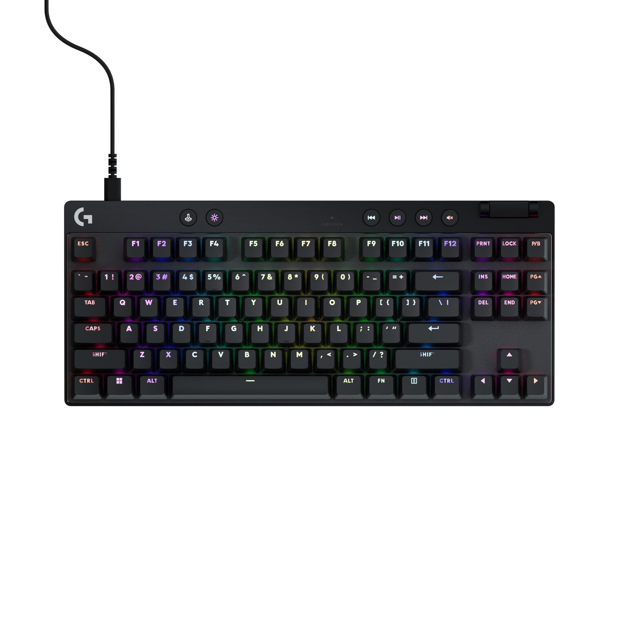 PRO X TKL Rapid (Tenkeyless) Wired Gaming Keyboard: Magnetic Analog Switches with Rapid Trigger, Lightsync RGB, Detachable USB-C Cable, Volume Roller & Media Buttons - Black