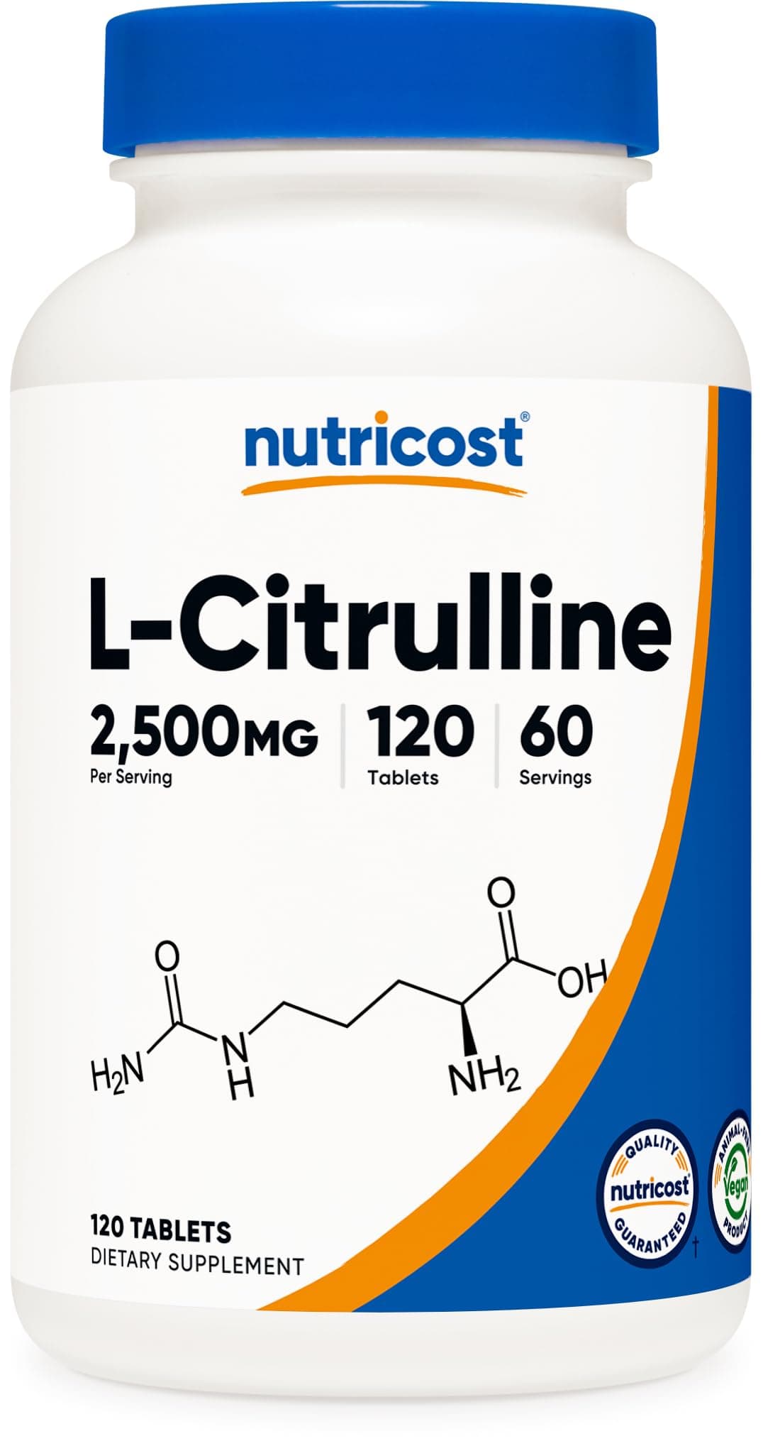 L-Citrulline 2500mg Per Serving, 60 Servings, 1250mg Per Tablet, 120 Tabs - Non-GMO and Gluten Free Supplement