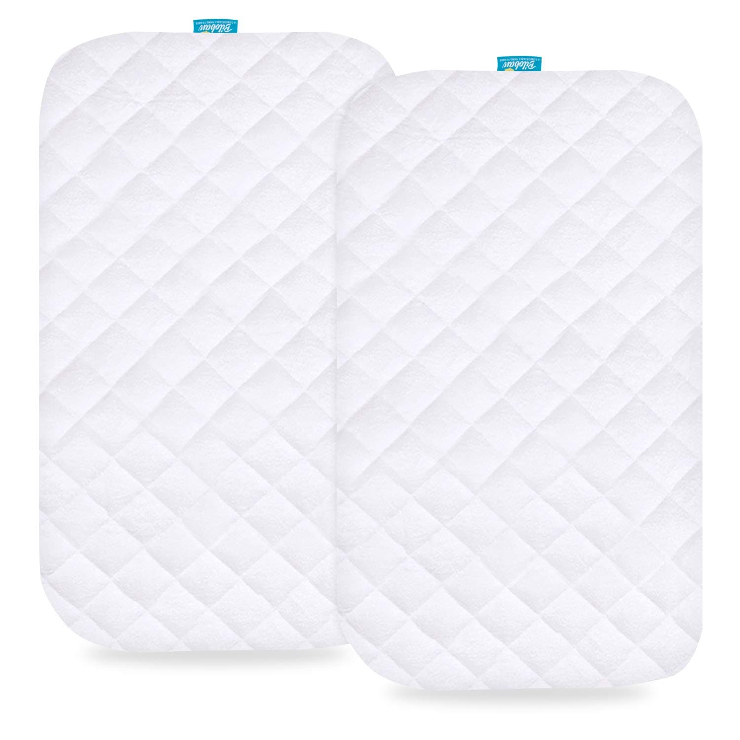 Waterproof Bassinet Mattress Pad Cover Fit for Jimglo 3 in 1, Nordmiex, BabyBond, INFANS, HARPPA, and Ihoming Bedside Bassinet, 2 Pack, Ultra Soft Surface, Breathable and Easy Care