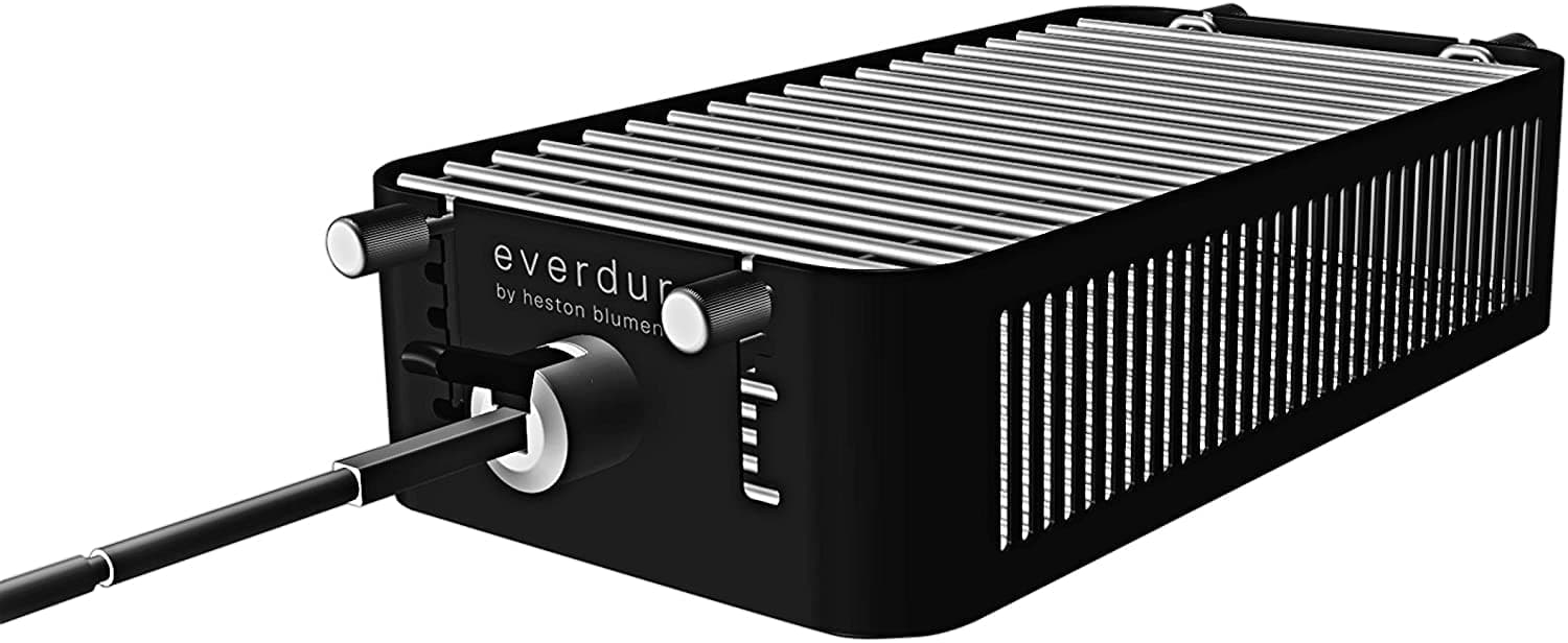 EverdureRotisserie Grill Basket with Clip Locks, Non-Stick Food Grade Tumbler, Cage Basket, Fits Standard Rotisserie Grills with 5/16” or 5/8” Square Spit Rods, Great for Meat and Vegetables