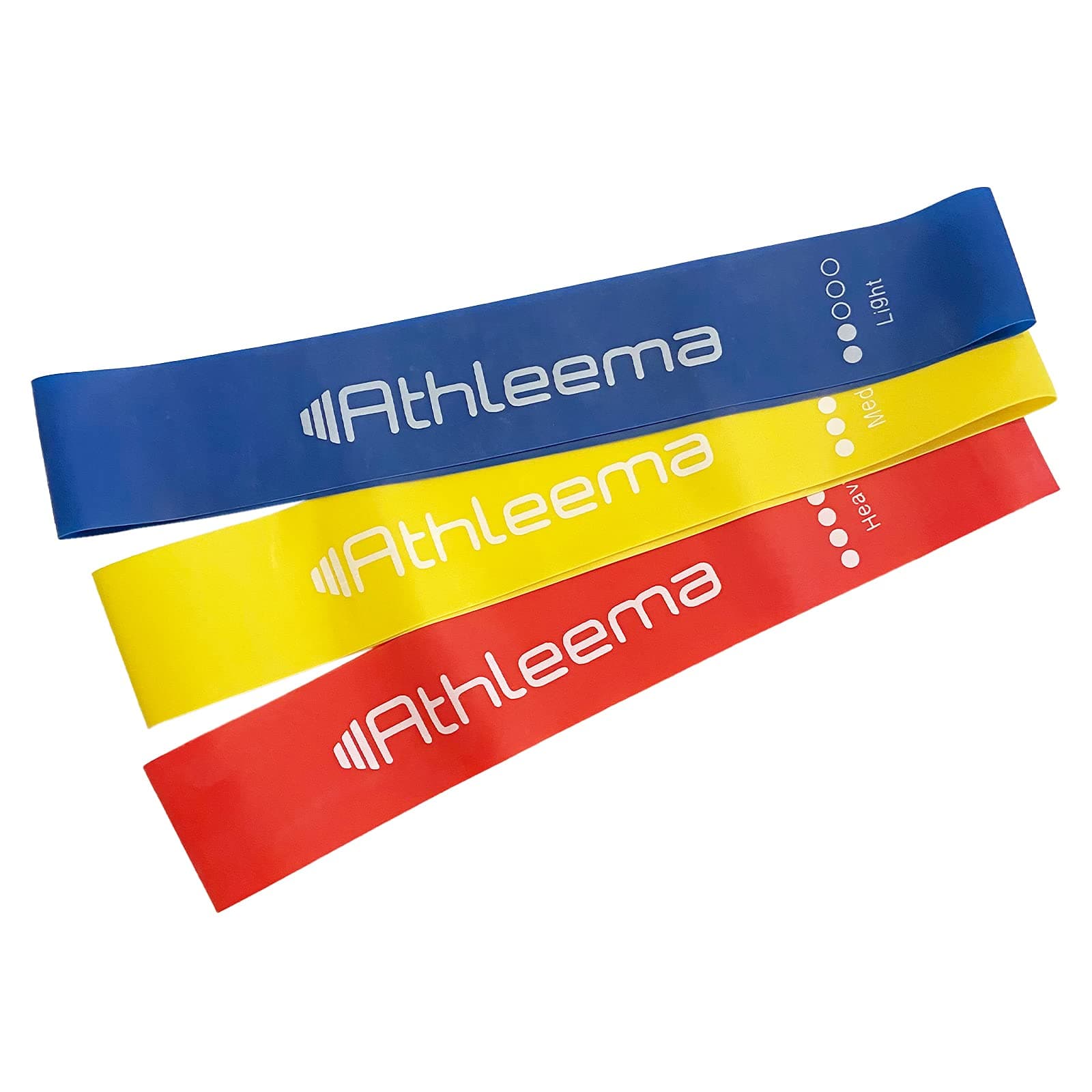 Set of 3 Loop Resistance Bands 12" X 2" Won't Roll, Non-Slip, Non-Stick, Ultra Durable
