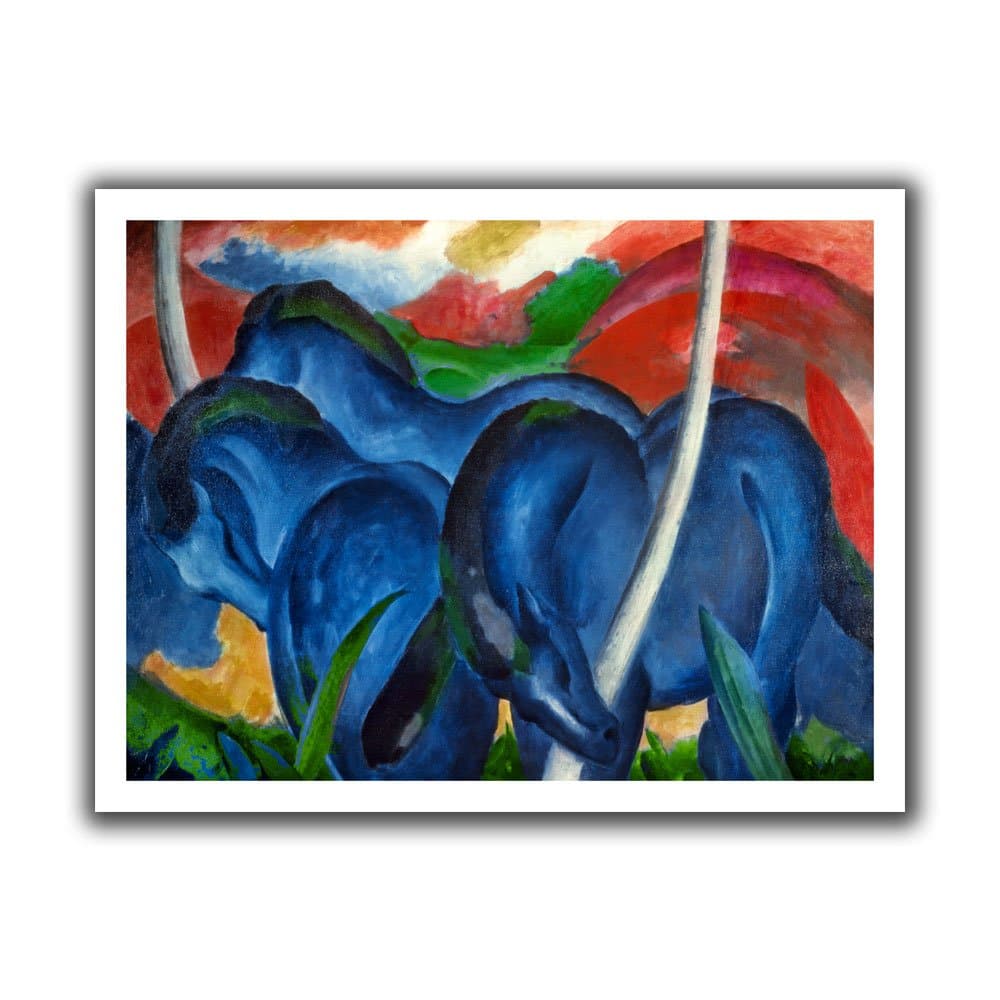 ArtWallFranz Marc 'Big Blue Horses' Unwrapped Flat Canvas Artwork, 18 by 22-Inch