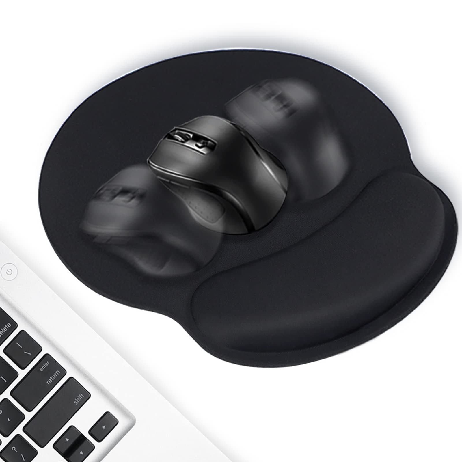 TONOS Ergonomic Mouse Pad, Comfortable Mousepad with Memory Foam Wrist Rest Support. Black Mouse Pad with Smooth Surface & Non-Slip Rubber Base for Computer, Laptop, Office and Home