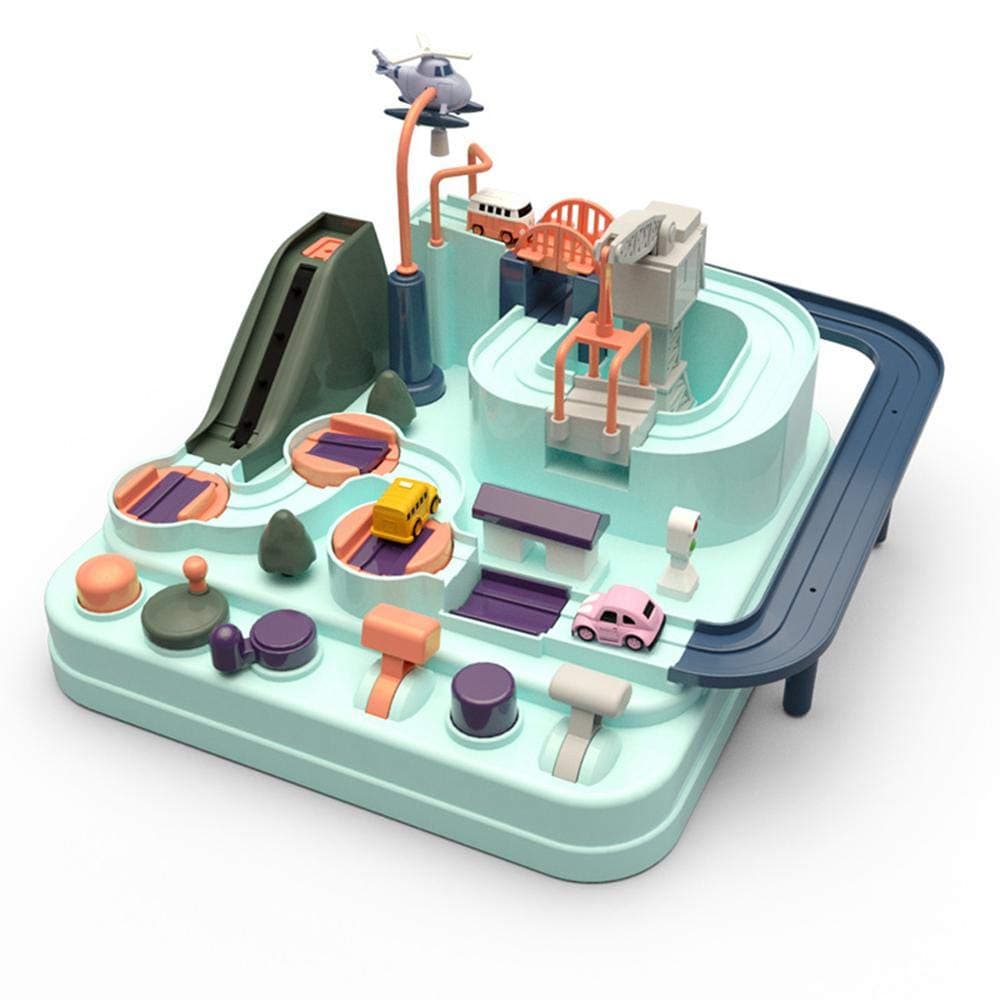 Tawcal Race Car Track Set for Kids, Parent-child Interactive Racing toy, Macaron Urban Rail Car Parking Lot Kit Exclusive Adventure car Tracks Toys As A Child Gift Learning Play Set