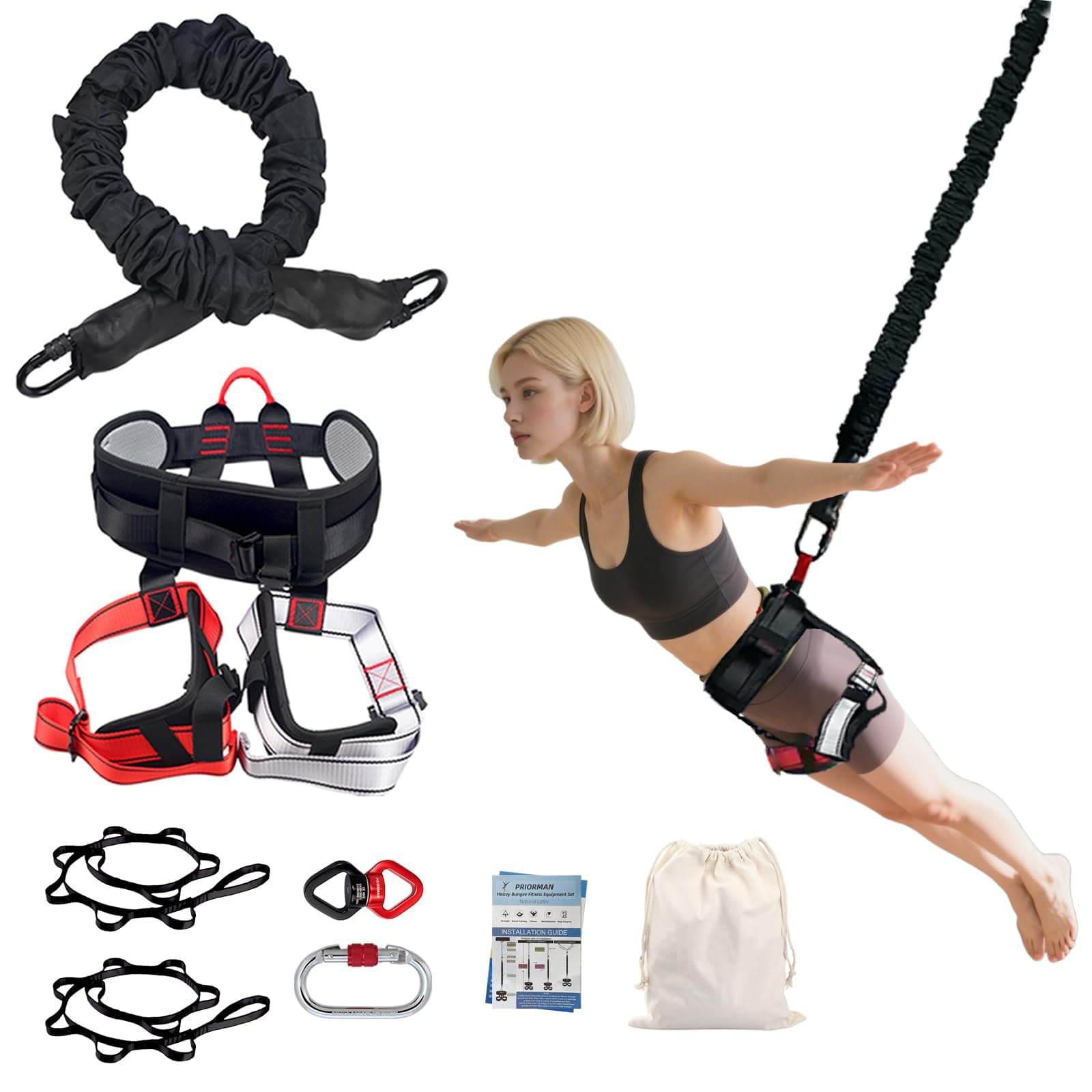 Bungee Fitness Equipment Set Heavy Cord Bungee Dance Resistance Belt Rope Workout Fitness Gym Professional Training Equipment
