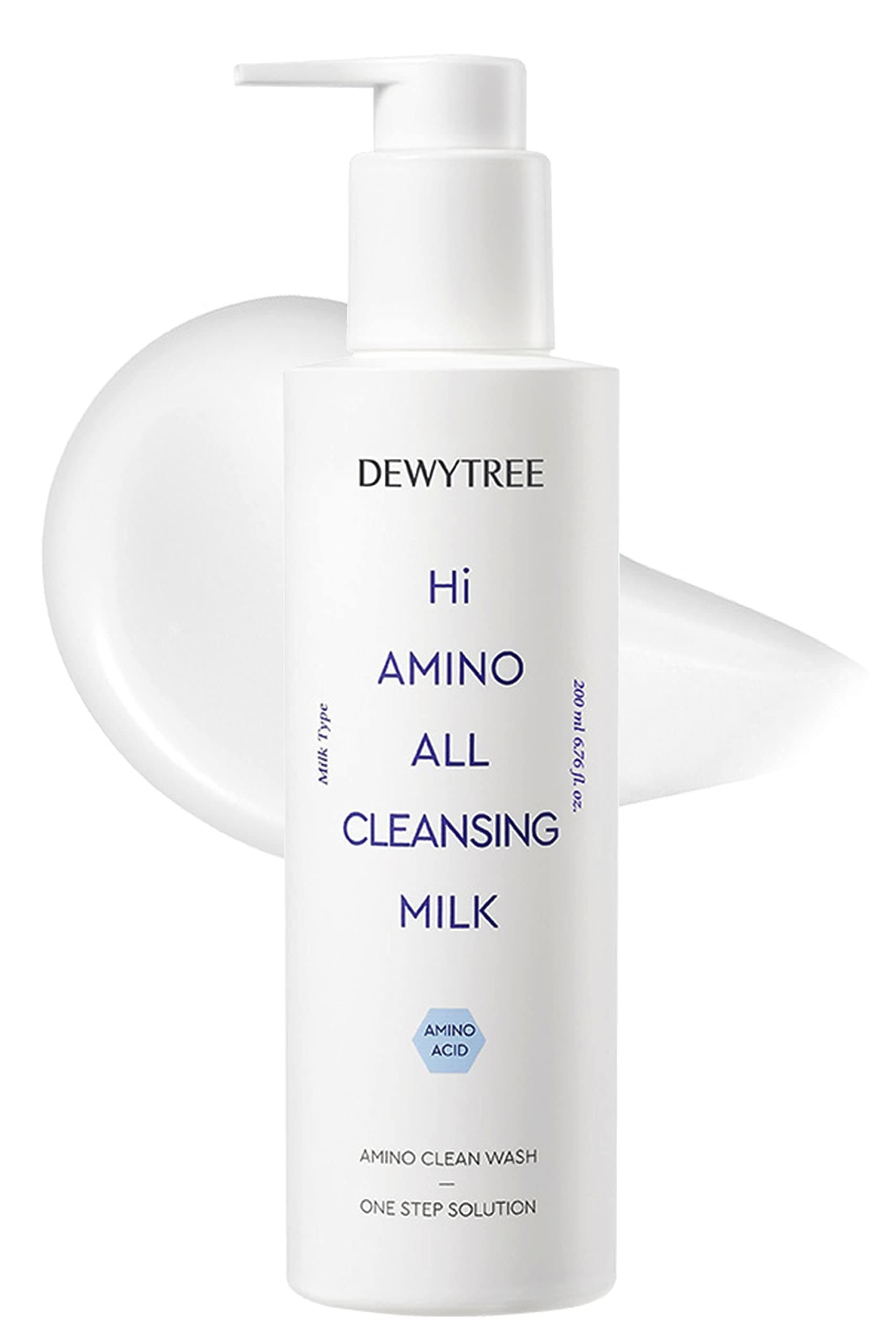 Hi Amino All Cleansing Milk - Hydrating Facial Cleanser for Sensitive Skin | Amino Acid Face Lotion Oil Cleanser Korean Exfoliating Face Wash | Face Cleanser for Women & Men (6.76fl oz)